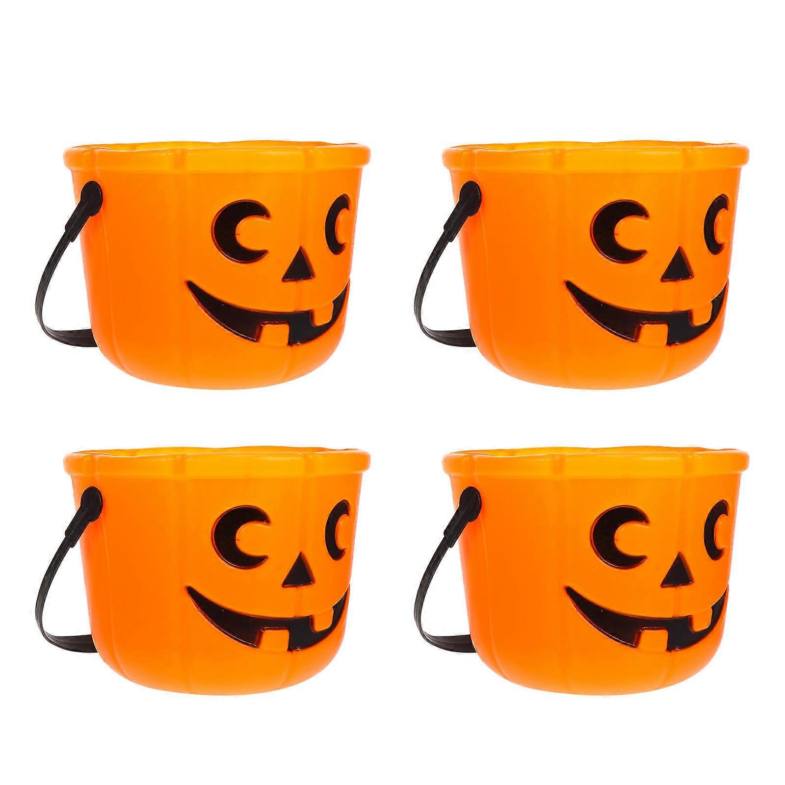 Halloween Pumpkin Buckets Portable Candy Containers for Kids Orange 18.00X18.00X14.00CM Candy Container