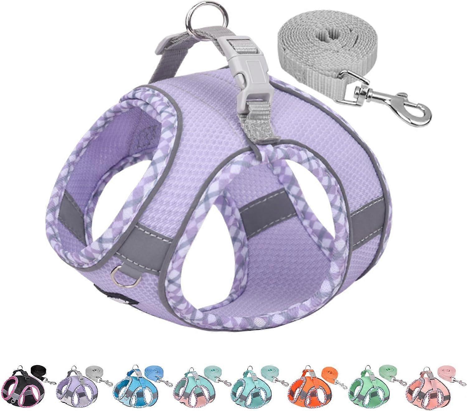 Dog Harness and Leash Set, Purple, Size S