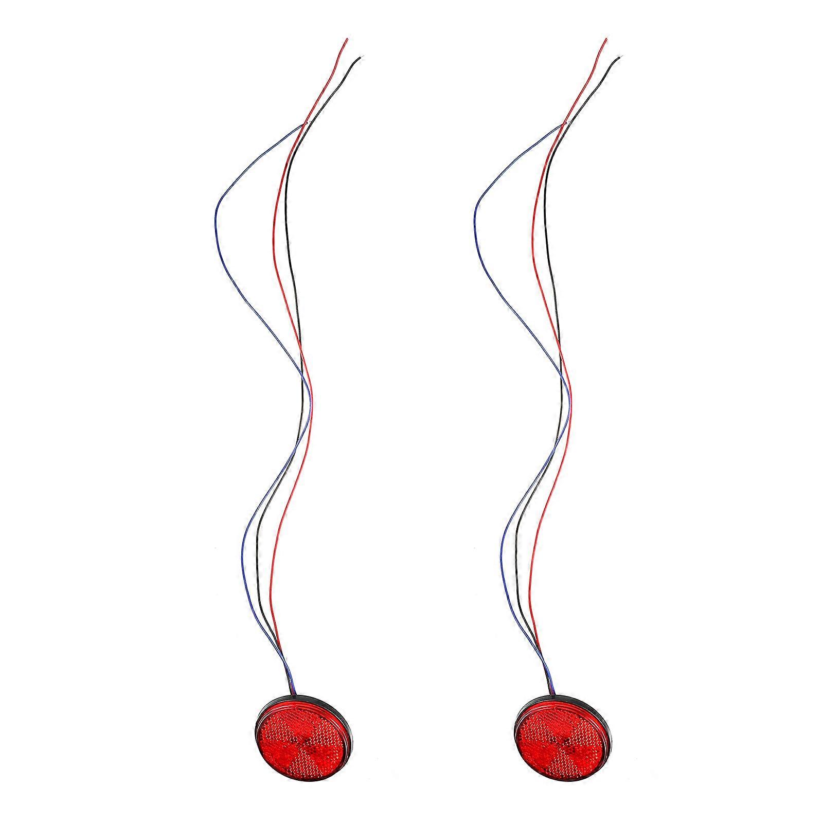 Motorcycle Rear Lights Brake Lamp 6X6cm Round 2Pcs