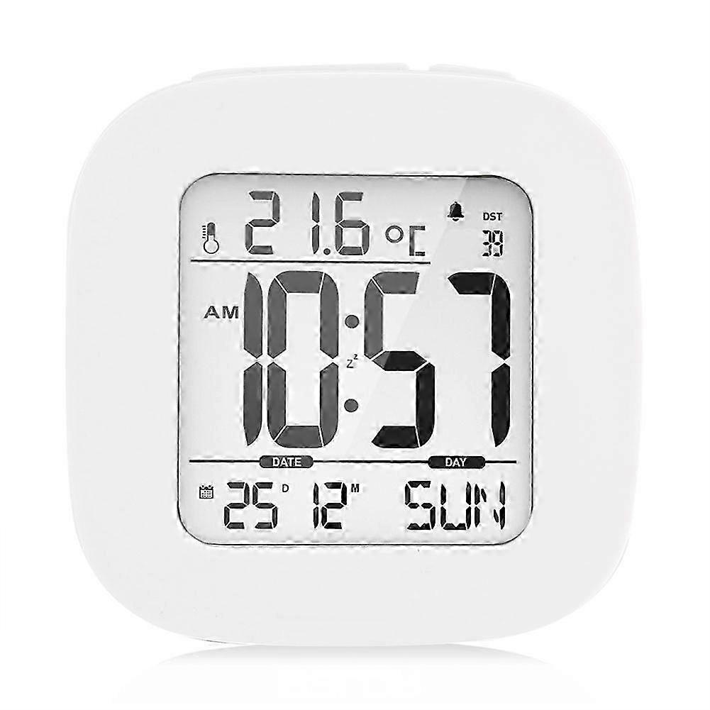 Compact LCD Digital Travel Desk Alarm Clock with Snooze Feature, Temperature Display, Calendar, and Backlight Function