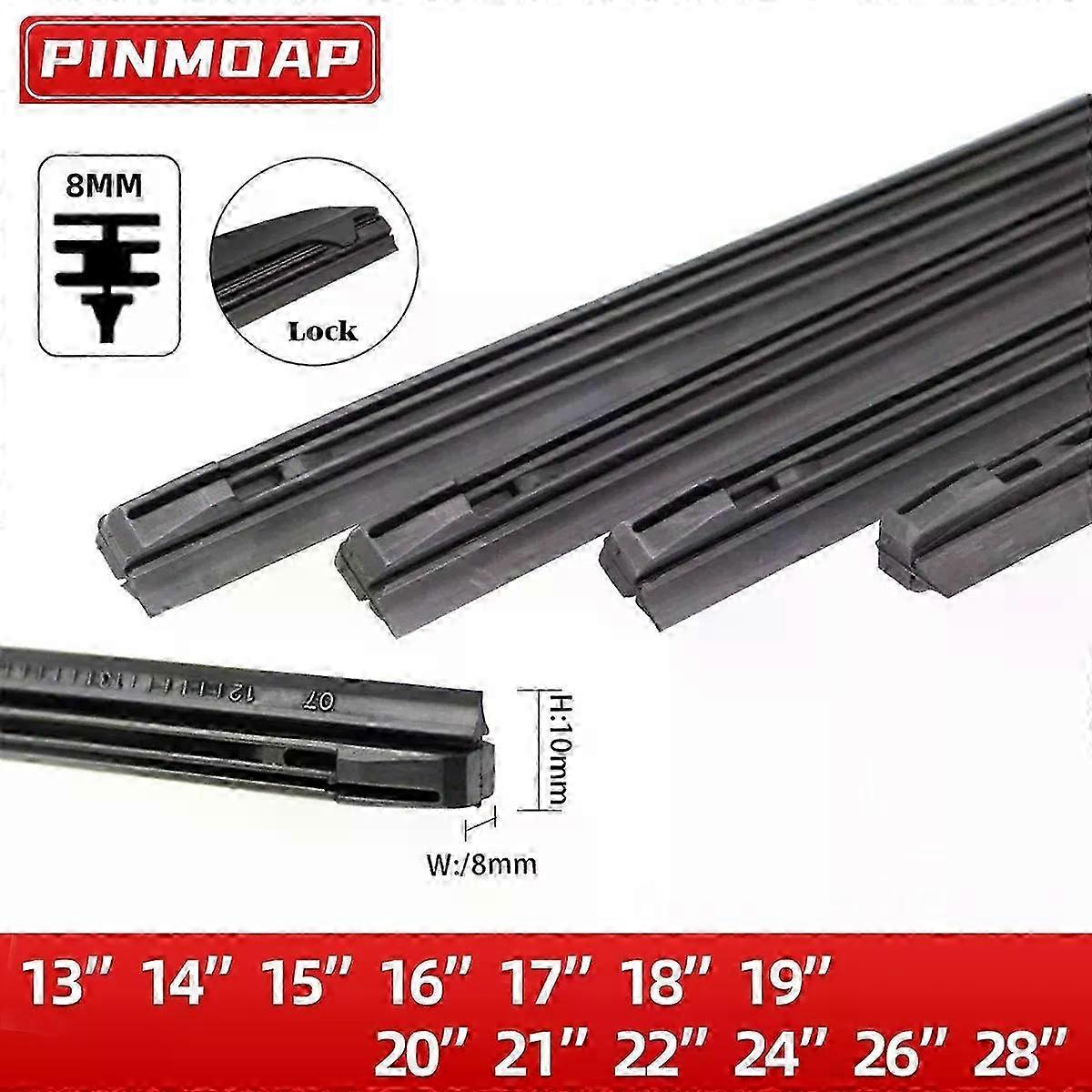 Universal Auto All Seasons Windshield Wiper Blade Refills Natural Rubber Strips for Various Types of Wiper Blades 14 - 28 Including Sizes 16