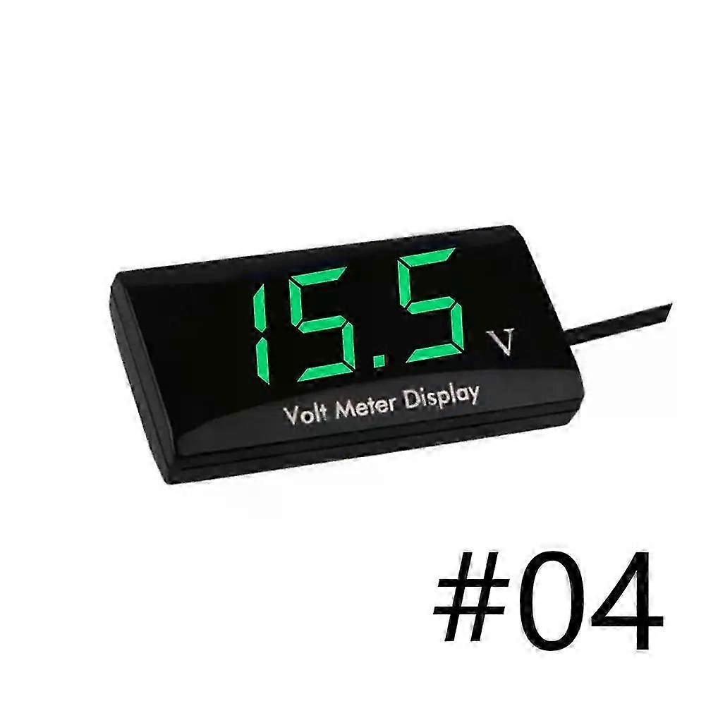 12V Digital LED Display Voltmeter for Cars and Motorcycles, Voltage Gauge Panel Meter in Red, Yellow, Blue, and Green