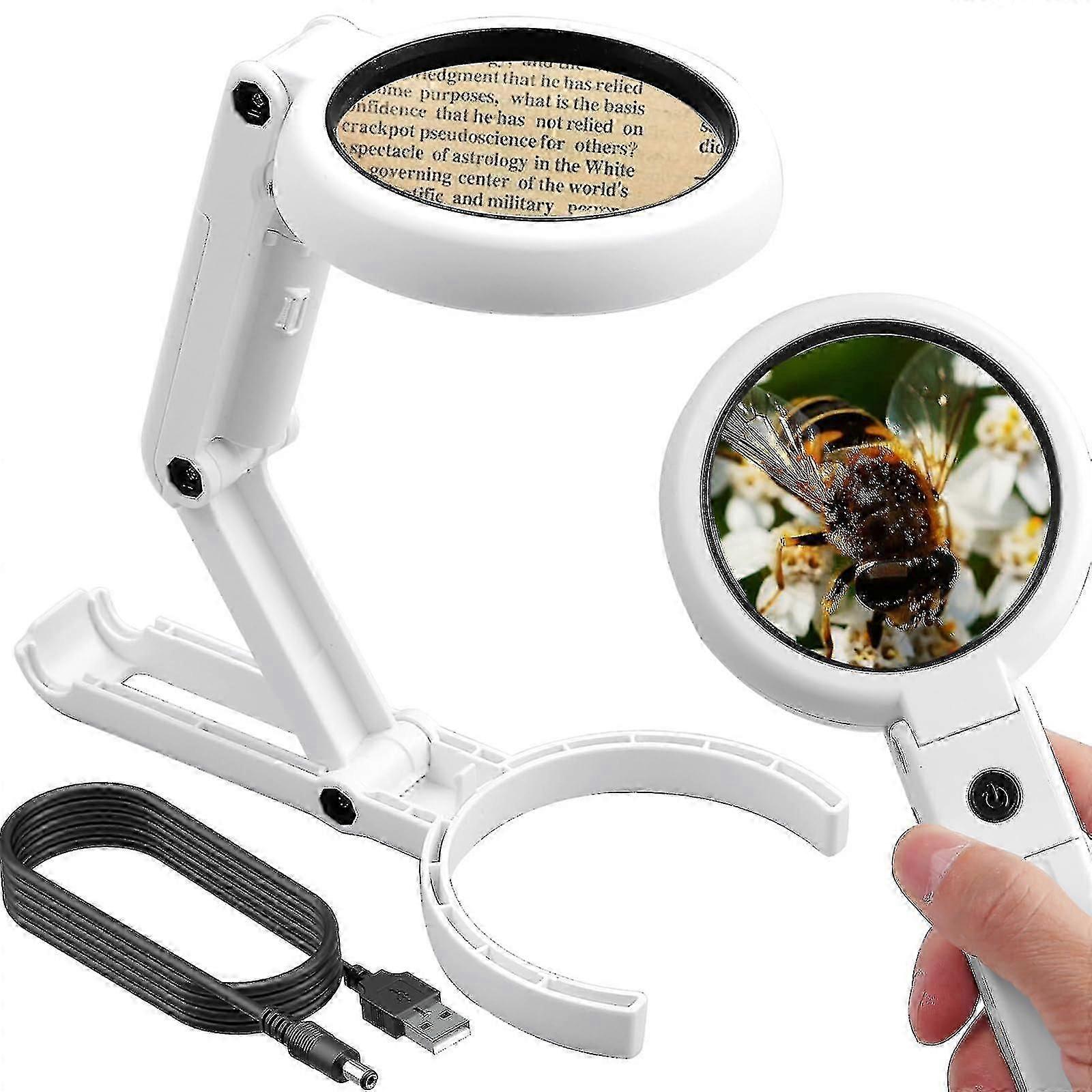 Loupe pliable Loupe professionnelle 2 en 1 Loupe Grande loupe pliable avec 8 lumières LED Parfait pour la lecture Couture