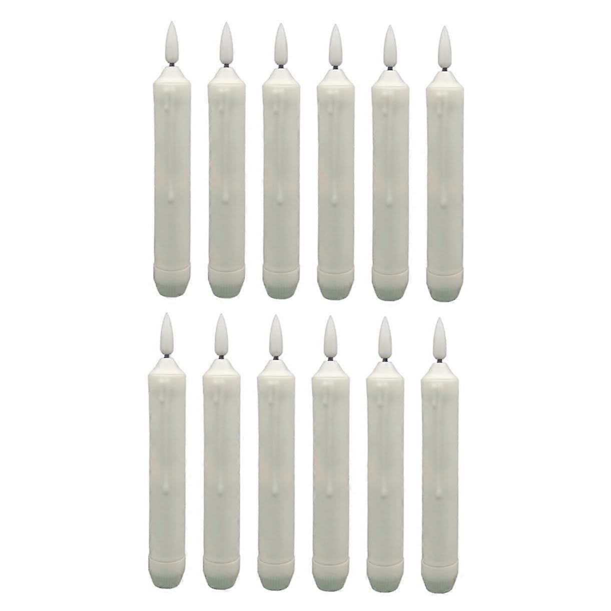 Flameless Candles Set of 12 Taper Candles Battery Flickering Flameless Candle Lights for a Romantic Dinner