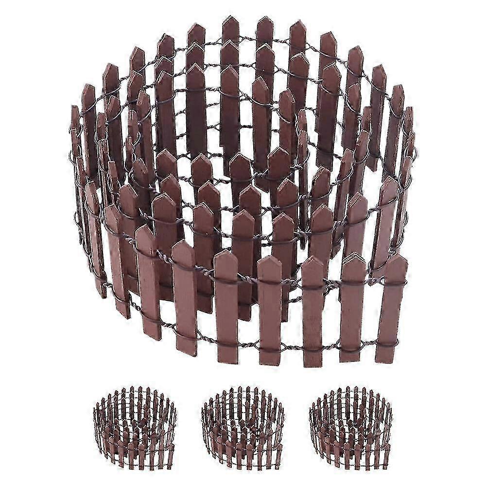 4pcs Miniature Garden Fence Ornament Wood Fence Decor for Mini Gardens