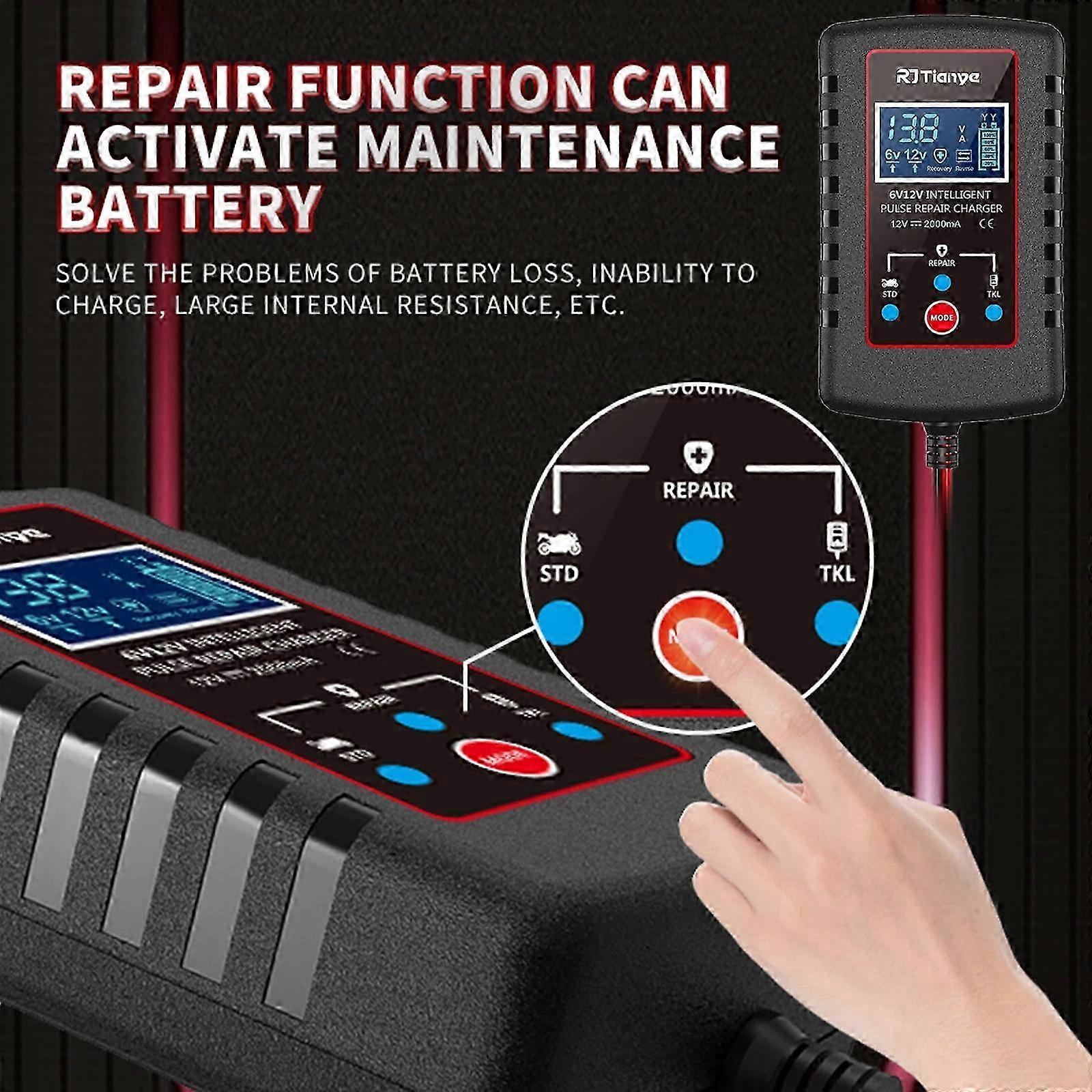 Wall-Mounted Intelligent Battery Charger for 6V and 12V Car Batteries, Features Ultra-Thin Digital Display for Efficient Maintenance