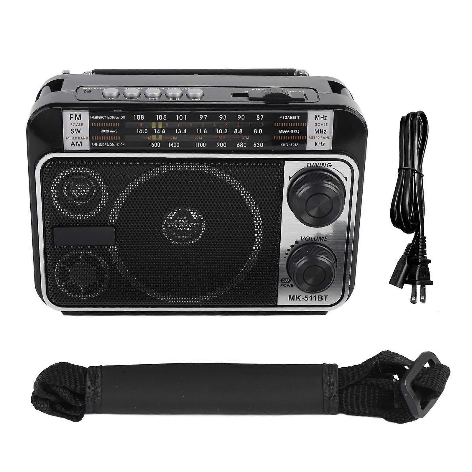 Portable Retro Radio with Bluetooth, Dual Power, FM AM SW, for Home and Travel Use