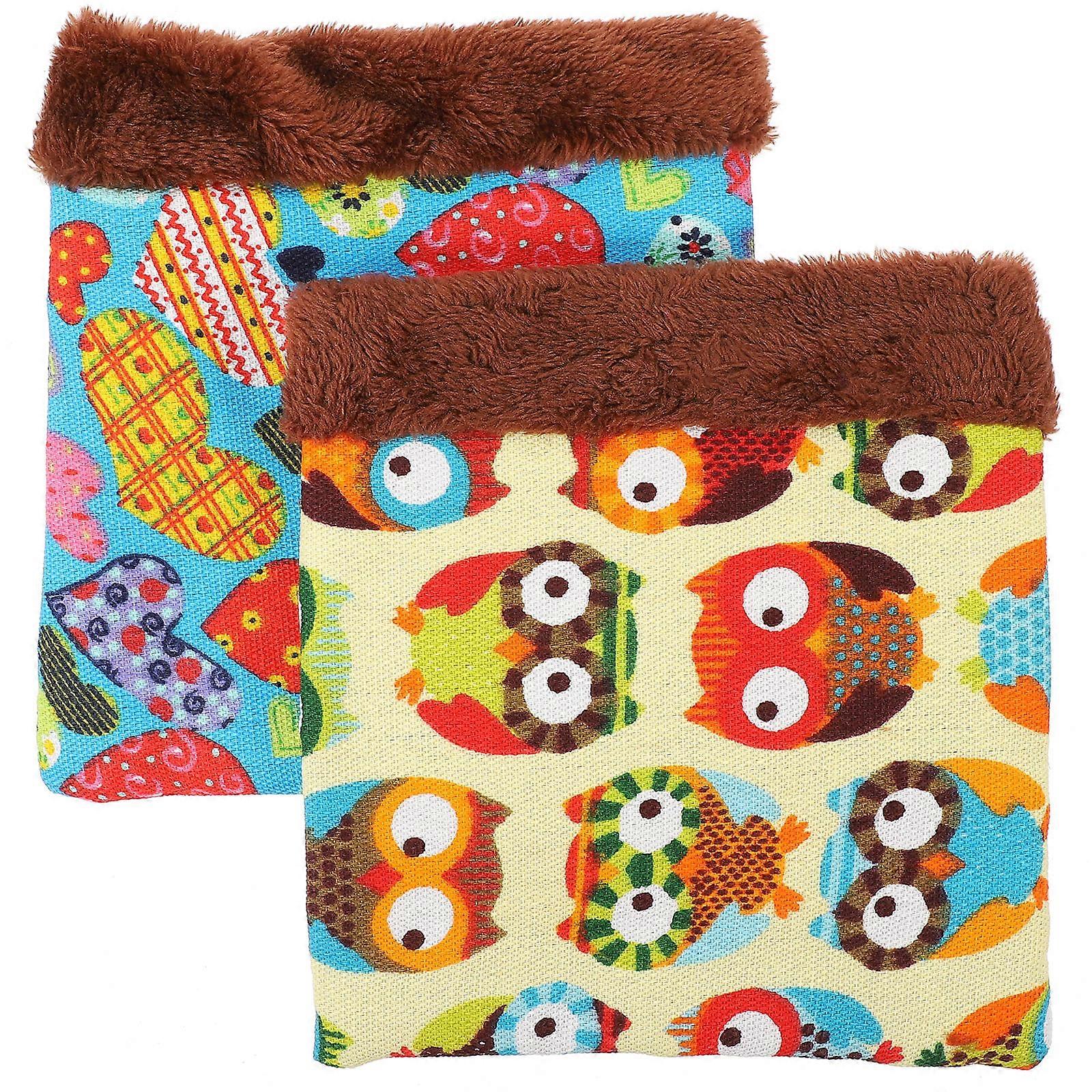 Small Animal Sleeping Pouch Hamster Warm Bed Knitted Plush Hideout Comfortable Snooze 2Pcs