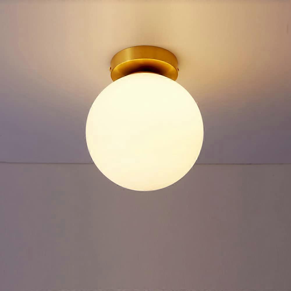 E27 Simple Aisle Hallway Entrance Balcony Glass Lampshade Round Ball Brass Ceiling Light Office Mirror Front Light (Bulbs Not Included) (Small)