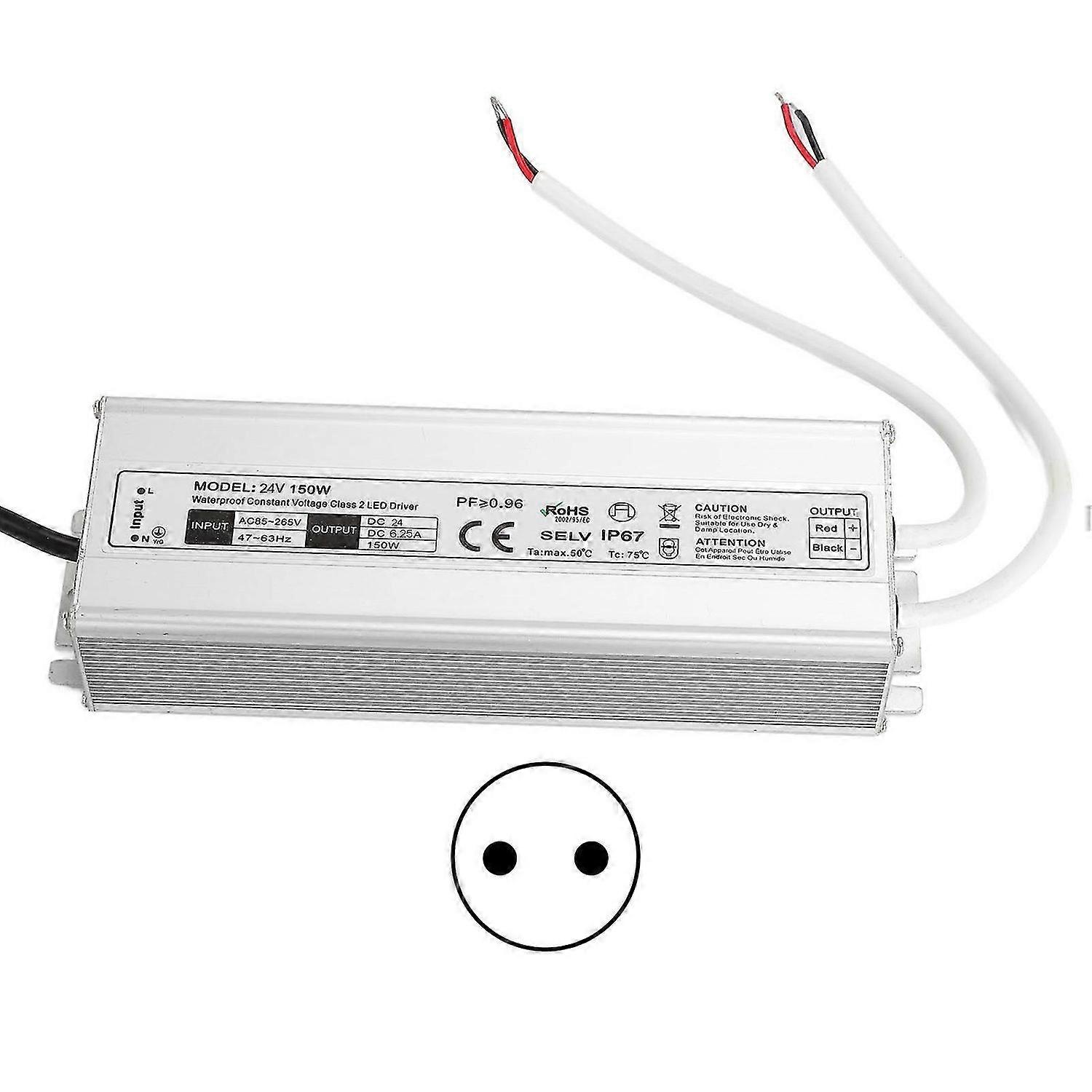 LED Driver Waterproof IP67 Constant Voltage Power Supply Transformer Adapter 150W AC85265VEU Plug 24V 06.25A Output