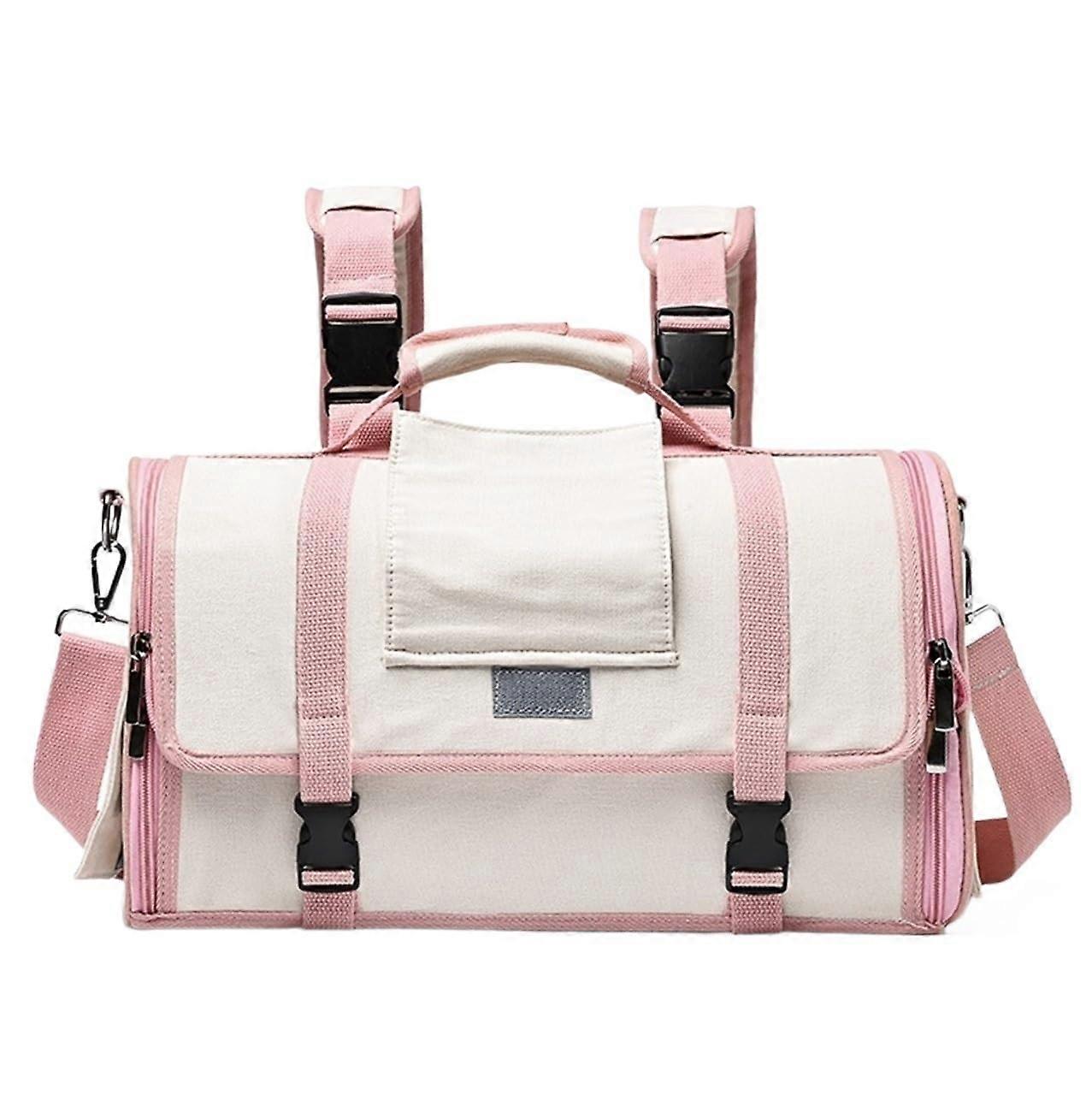Pet carrier bag, foldable cat carrier, collapsible mesh handbag (Pink)