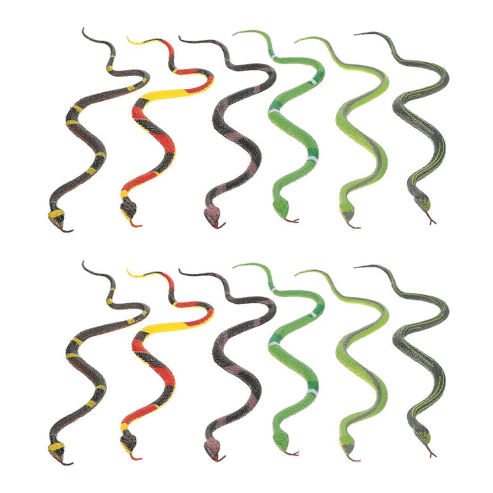 12Pcs Simulation Snake Toys Rubber Snake Toys Fake Snake Party Prank Toys Artificial Snake Models