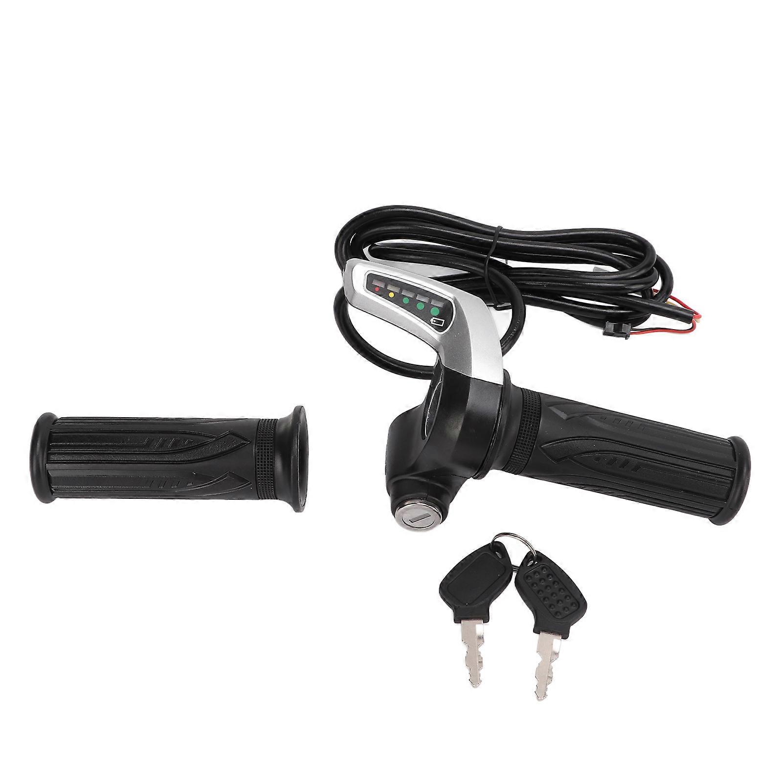 1 Pair Bike Universal Electric Scooter Wire Twist Throttle Grip with LED Display and Power Key Locker Accelerator