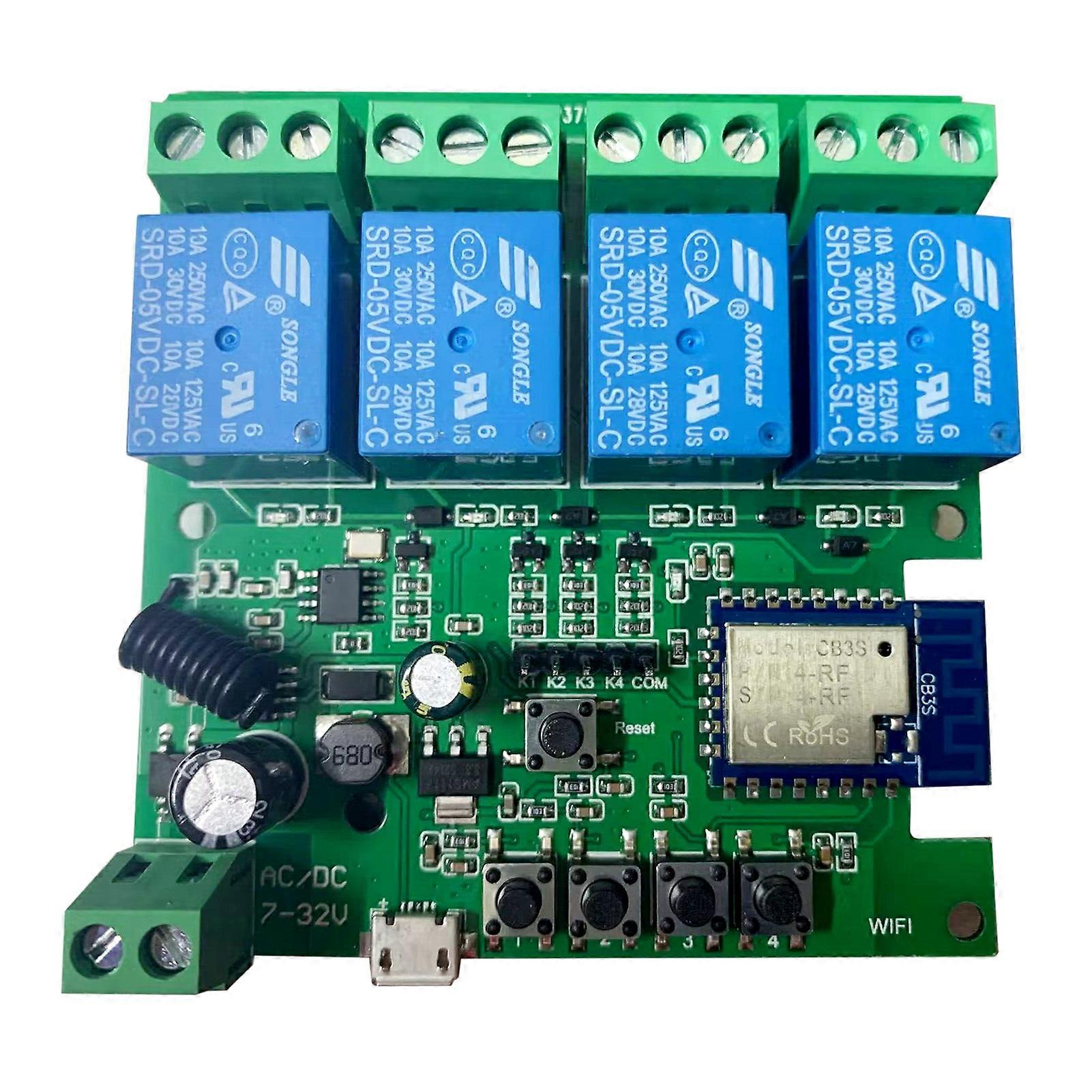 Tuya WiFi+BT 433Mhz Wireless Universal Module 4ch DC 5V Wifi Switch Timer Phone APP Remote Support Alexa Voice Control for Smart Home