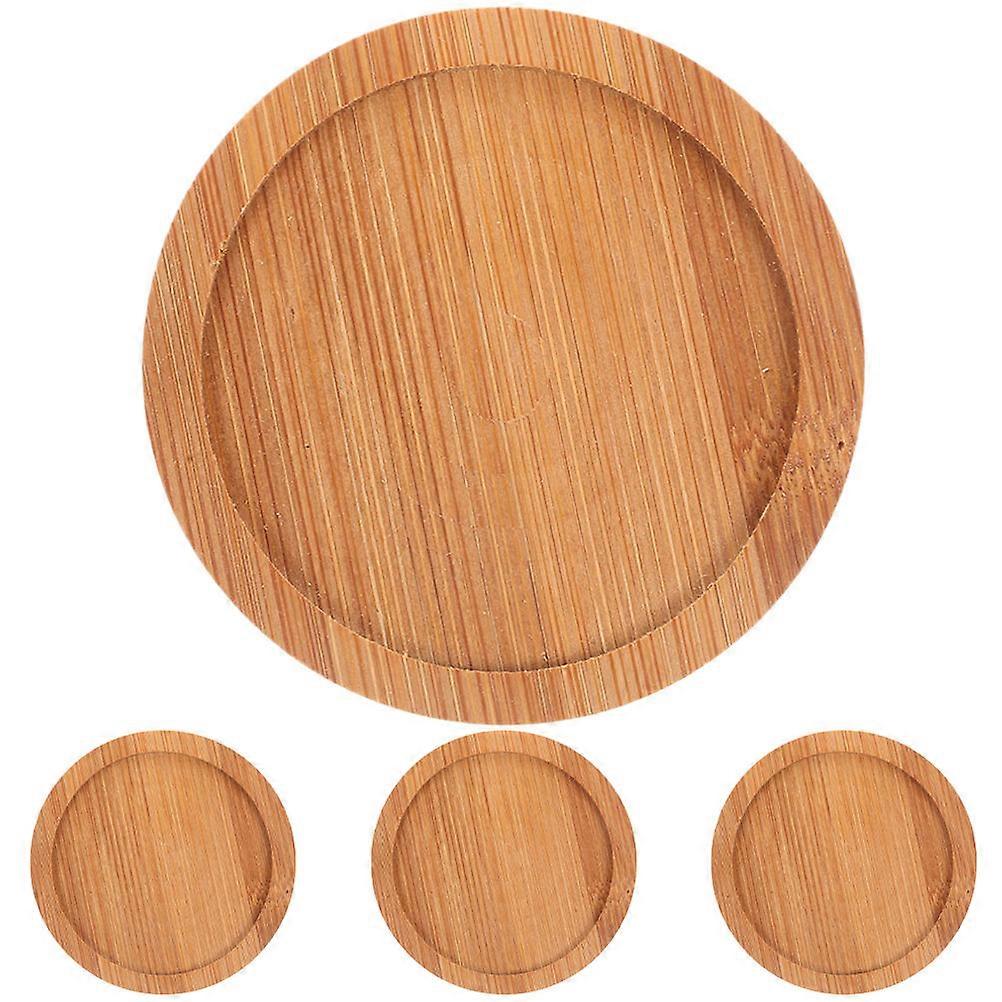 Protect Tabletop Bamboo Saucers Round Design for Cups and Daily Life 4Pcs