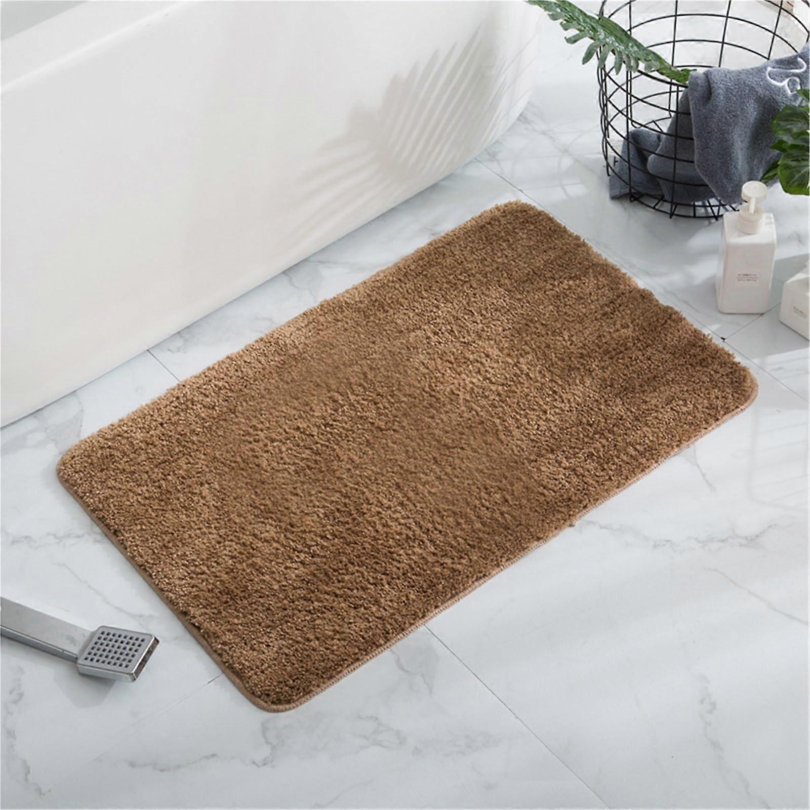 Modern Simple Plain Bathroom Rug Floor Mat, Absorbent NonSlip Mat, Bathroom Floor Mat, Door Mat (Champagne, 40 x 60 cm) 1 x 1 cm (Square) Champagne