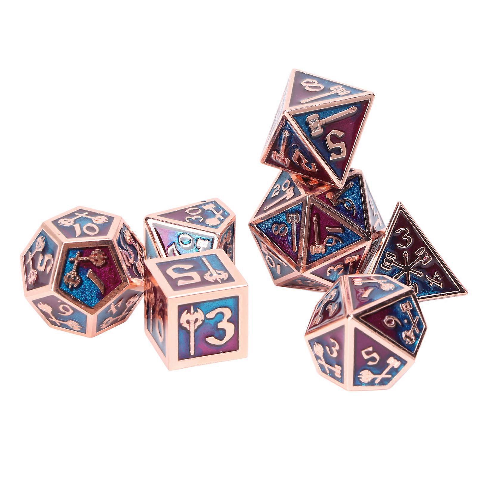 7-Piece Metal Polyhedral Dice Set for RPGs and Card Games, Odor-Free