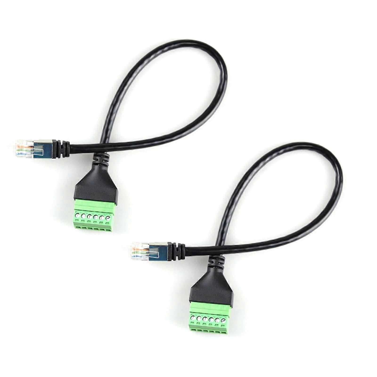 Pack of 2 RJ12 Male to 6 Pins Screw Terminal Block Adapter for Cat3 Phone Cable (30 cm)