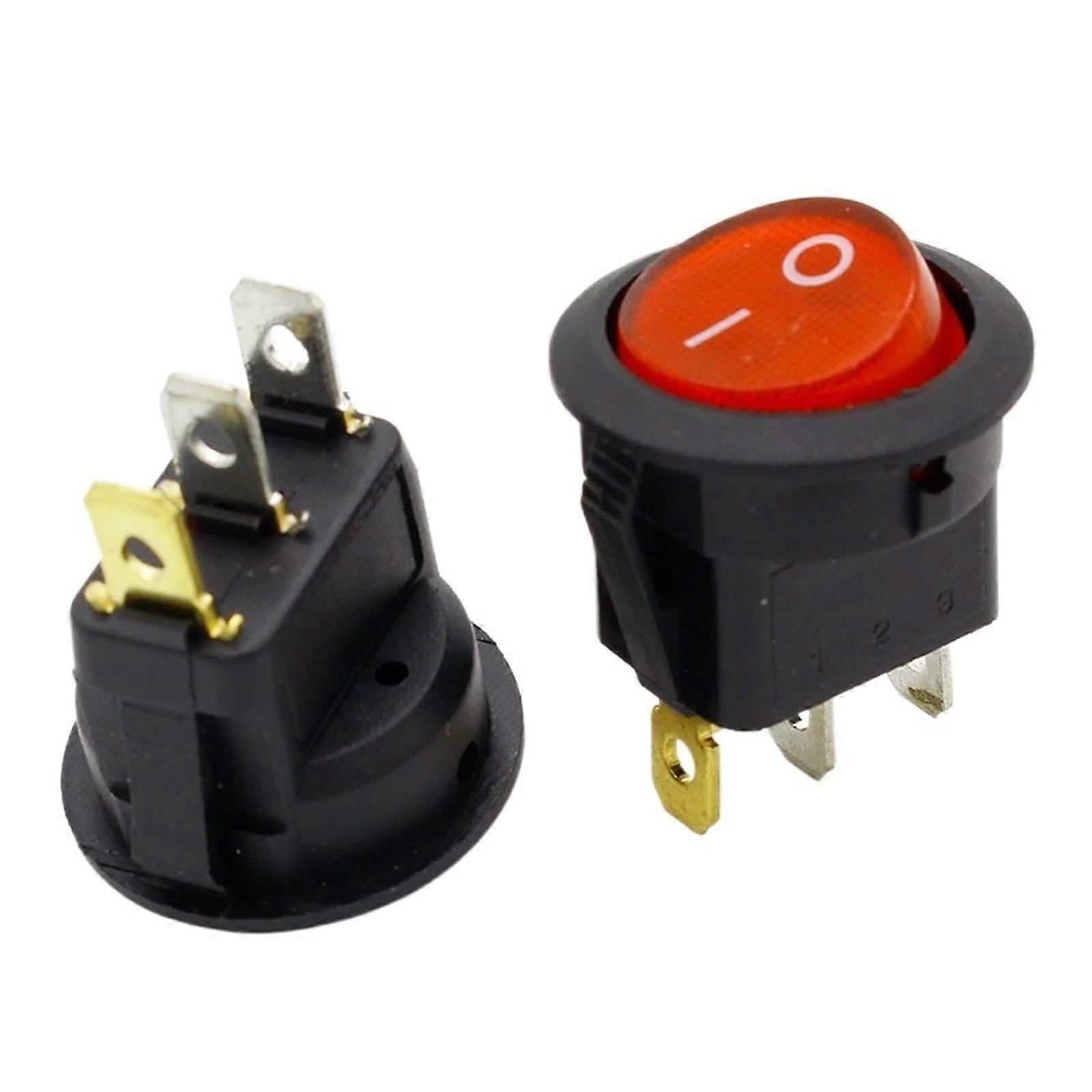 Red Light ON-Off SPST Round Rocker Switch 10pcs 6A/250V 10A/125V AC for Electrical Projects and DIY Applications