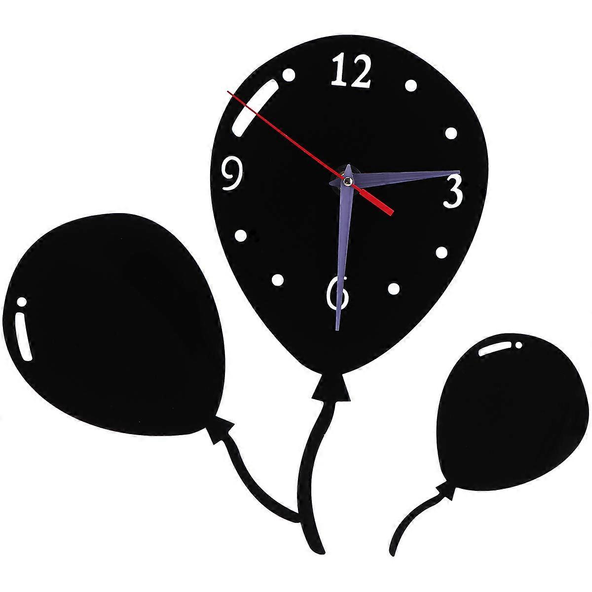Black Mirror Surface Wall Clock with Balloon Design for Home Office Decor Acrylic Material 1 Piece