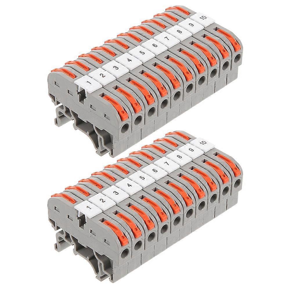 DIN Rail Terminal Block Electrical Wire Connector for Industrial Use with Brass Body and Nylon Shell 20 Sets