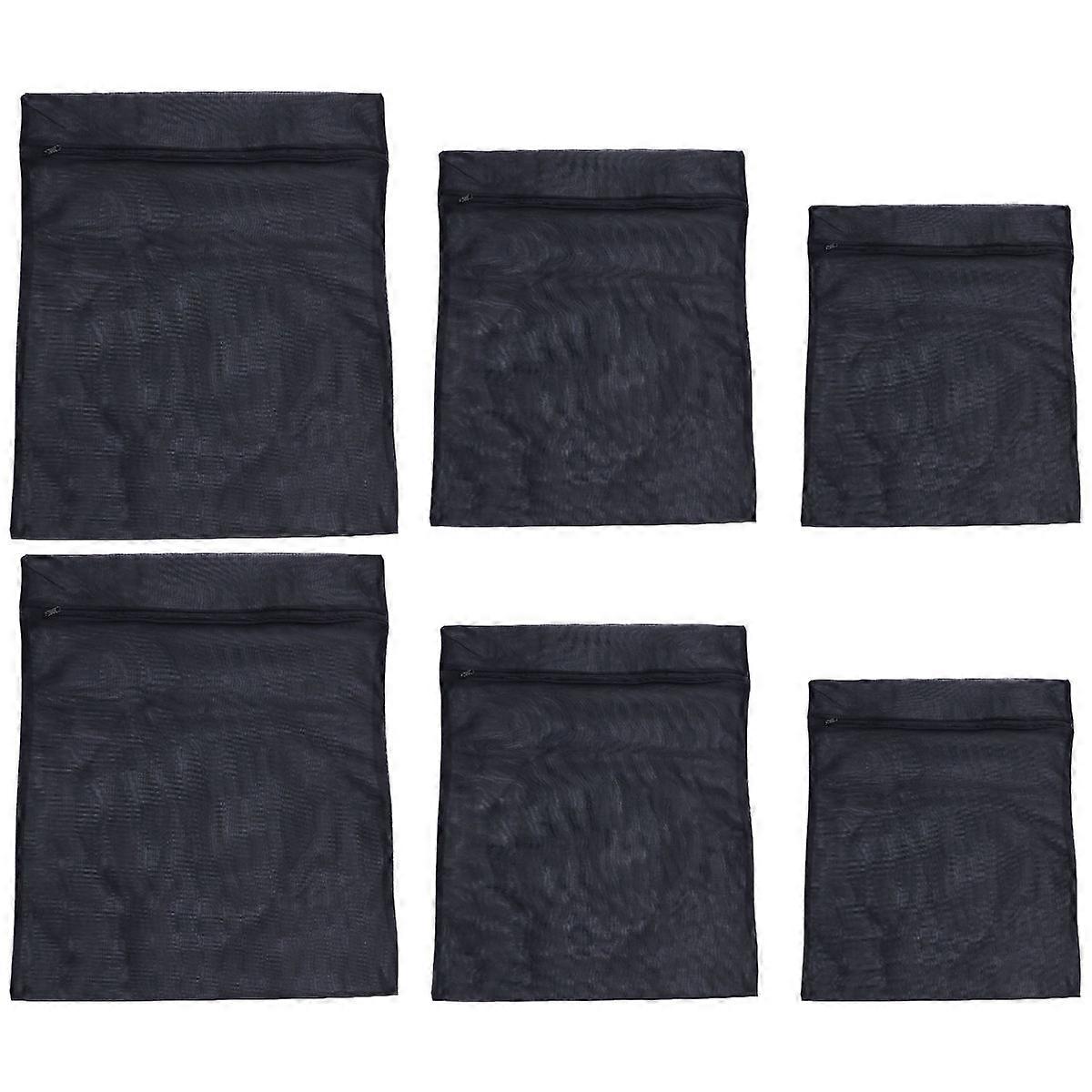 Zipper Mesh Bags Fine Mesh Laundry Bag Set Travel Packing Organizer Prevent Tangling 60x60x05cm 6Pcs Black For General Users