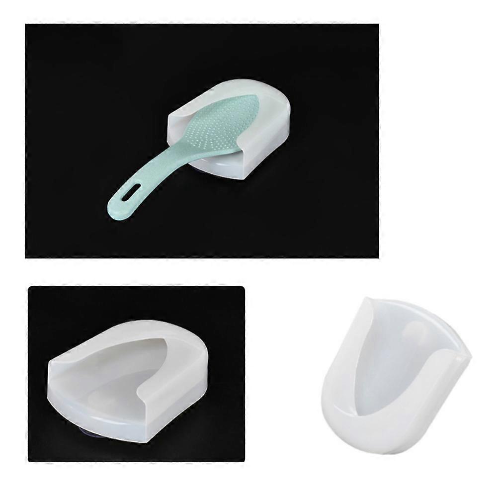 White PP Spoon Holder with Suction Base for Kitchen Storage Easy to Clean and Remove 1pc
