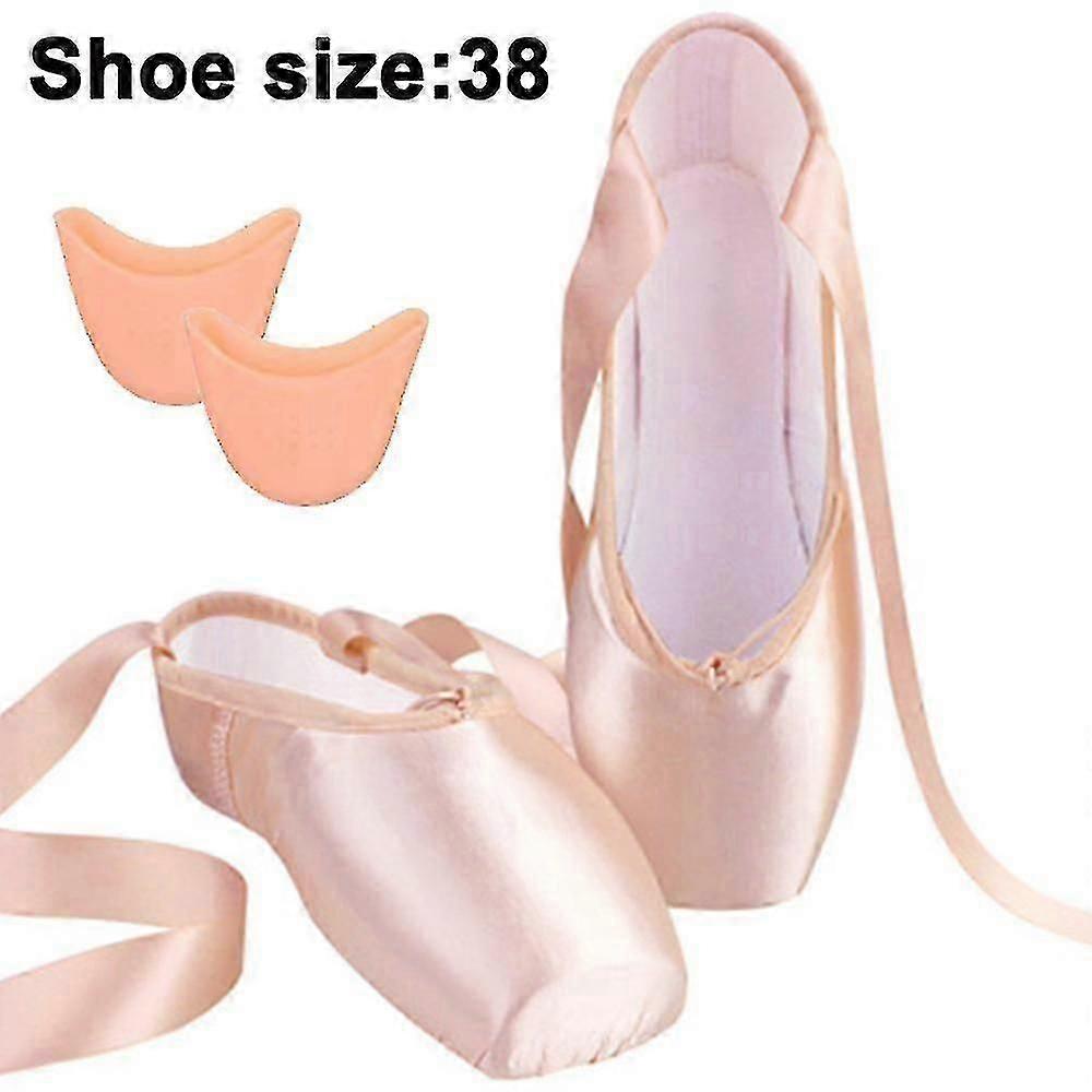 Balet Pointe Boty Dívky Ženy Stuha Balerína Boty s Toe Pads