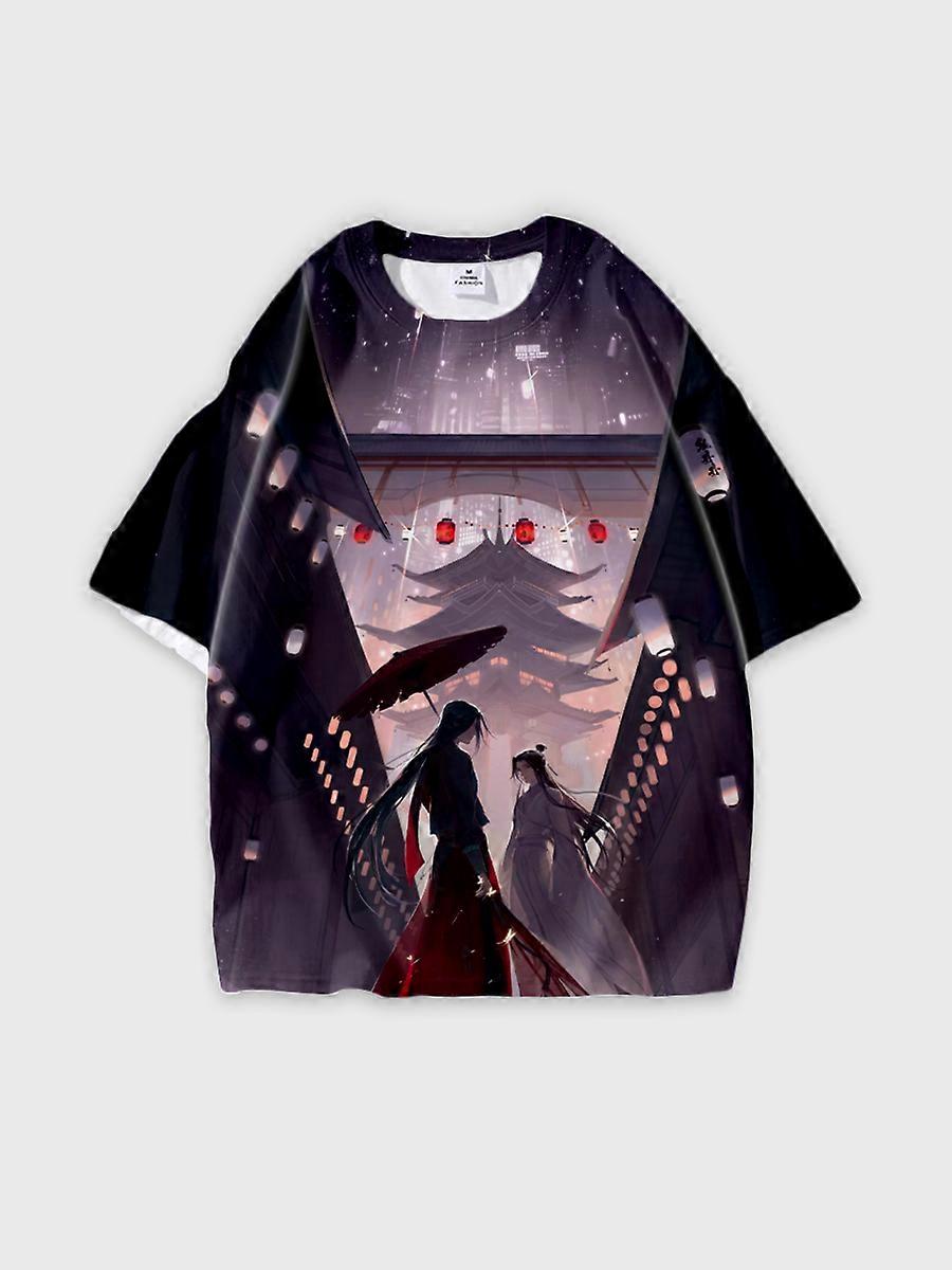 T-shirt round neck Role Pattern loose short sleeve E2103