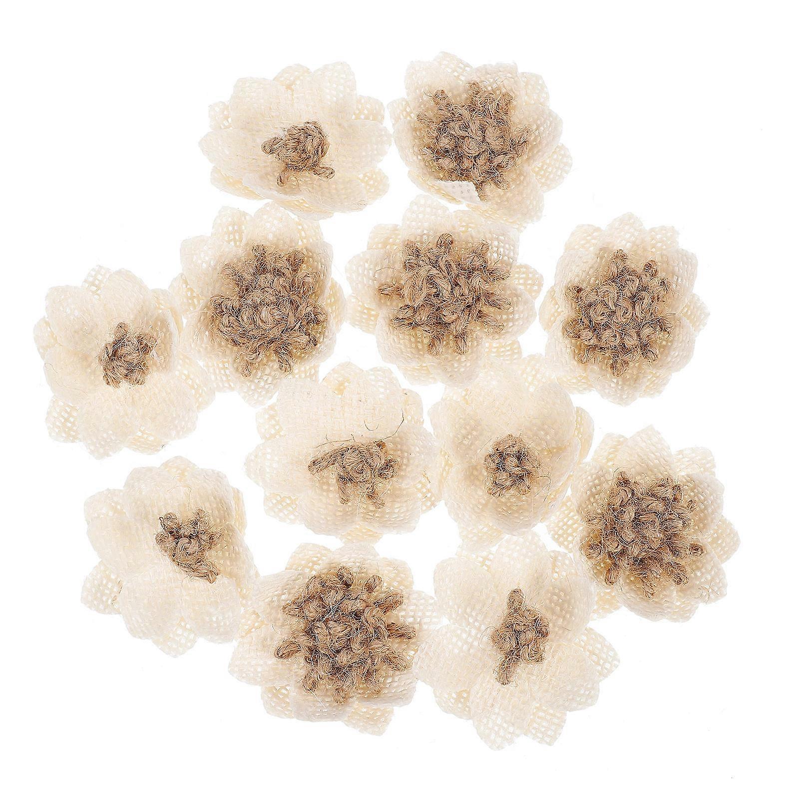 12pcs Handmade Flower Linen Decor for Wedding Party DIY Crafts Assorted Color Reusable