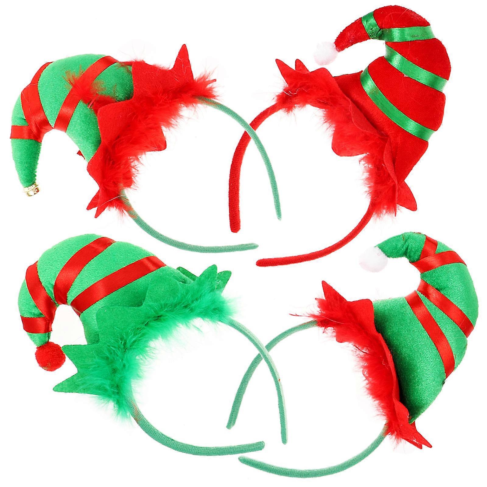 أنشطة الاحتفال 4 قطع عيد الميلاد قبعة الشعر الأطواق أطفال الشعر ارتداء أنيقة ملونة متنوعة مستديرة التبعي