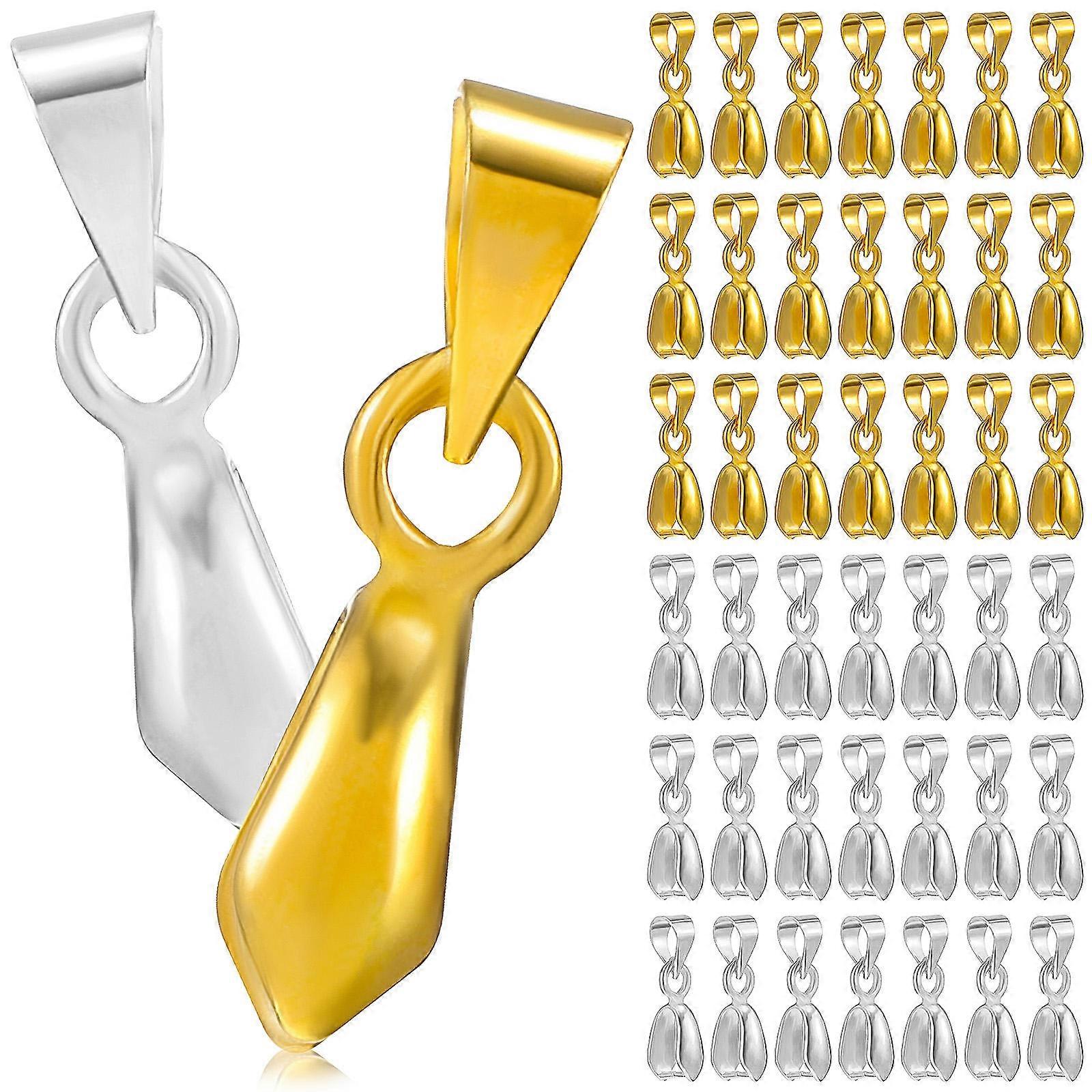 Connector Bail Beads Pendant Pinch Bails Artisans DIY Projects Golden Oval Shape Electroplating Process 100Pcs