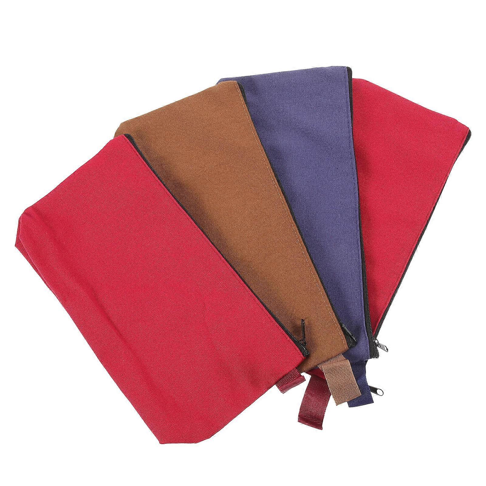 Portable Pencil Bags with Zipper for Stationery Storage Assorted Color Canvas 4 Pieces