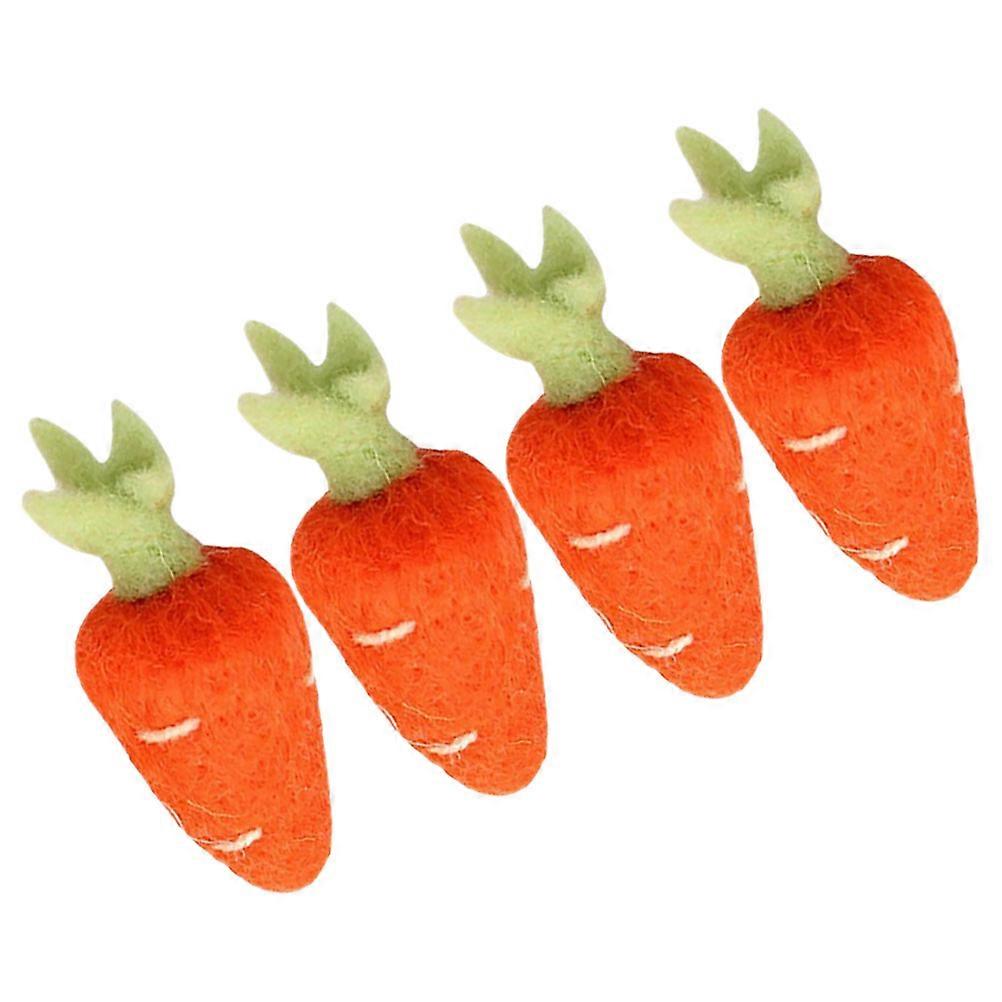 4PCS Wool Felt Carrot Hairpins Handmade Easter Decorations Farmhouse Style DIY Craft Ornaments for Weddings Parties and Home Use