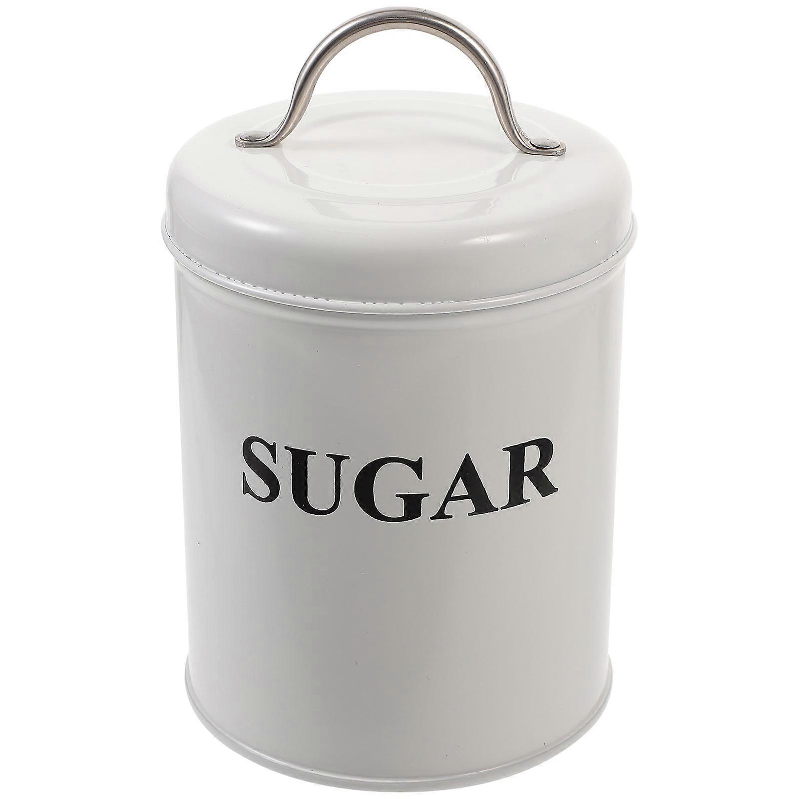 White Iron Tea Canister for Storage Use and Practical with Lid 7.87x3.94x5.91 Inches
