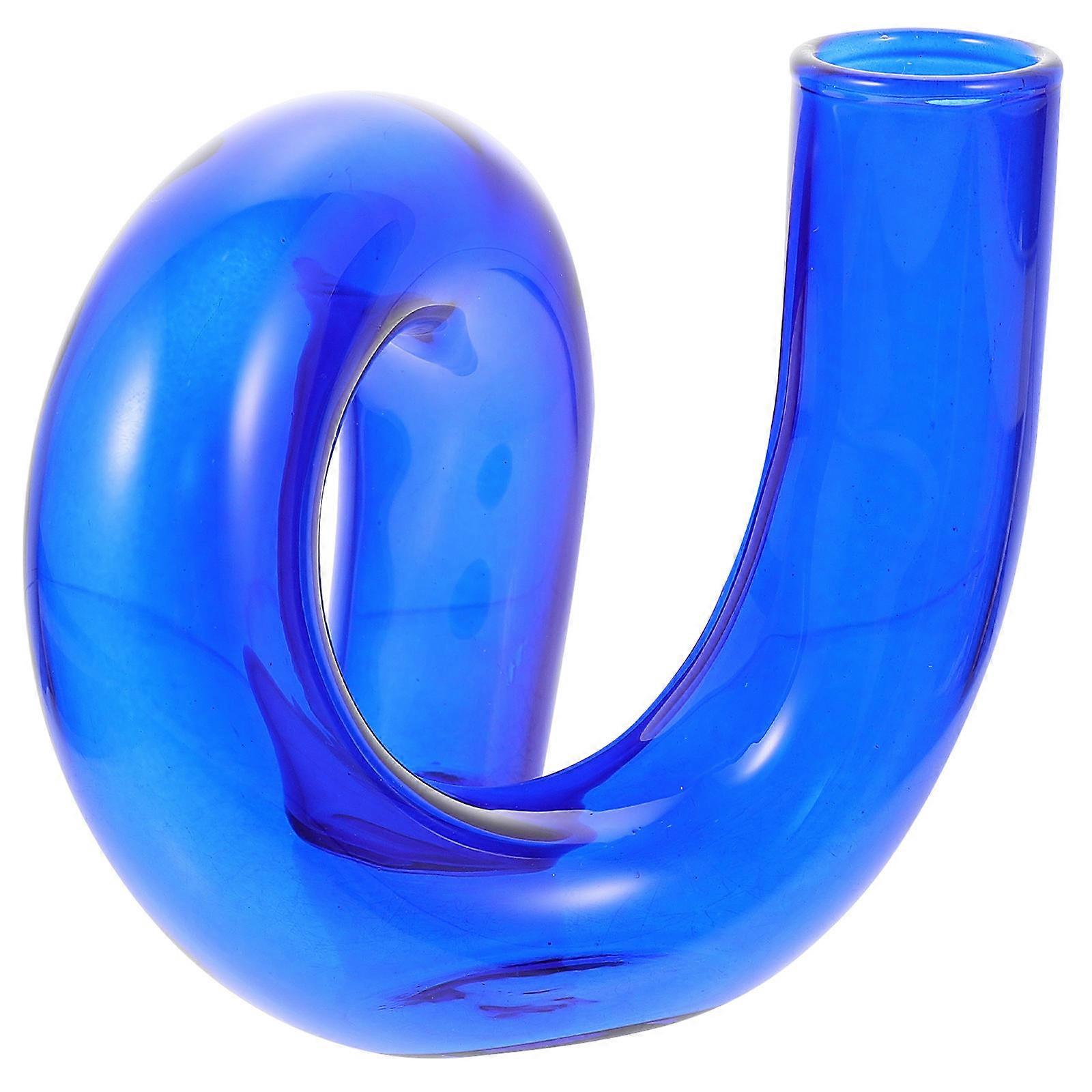 Nordic Style Decorative Vase Unique Shape Flower Container Blue 1Pcs