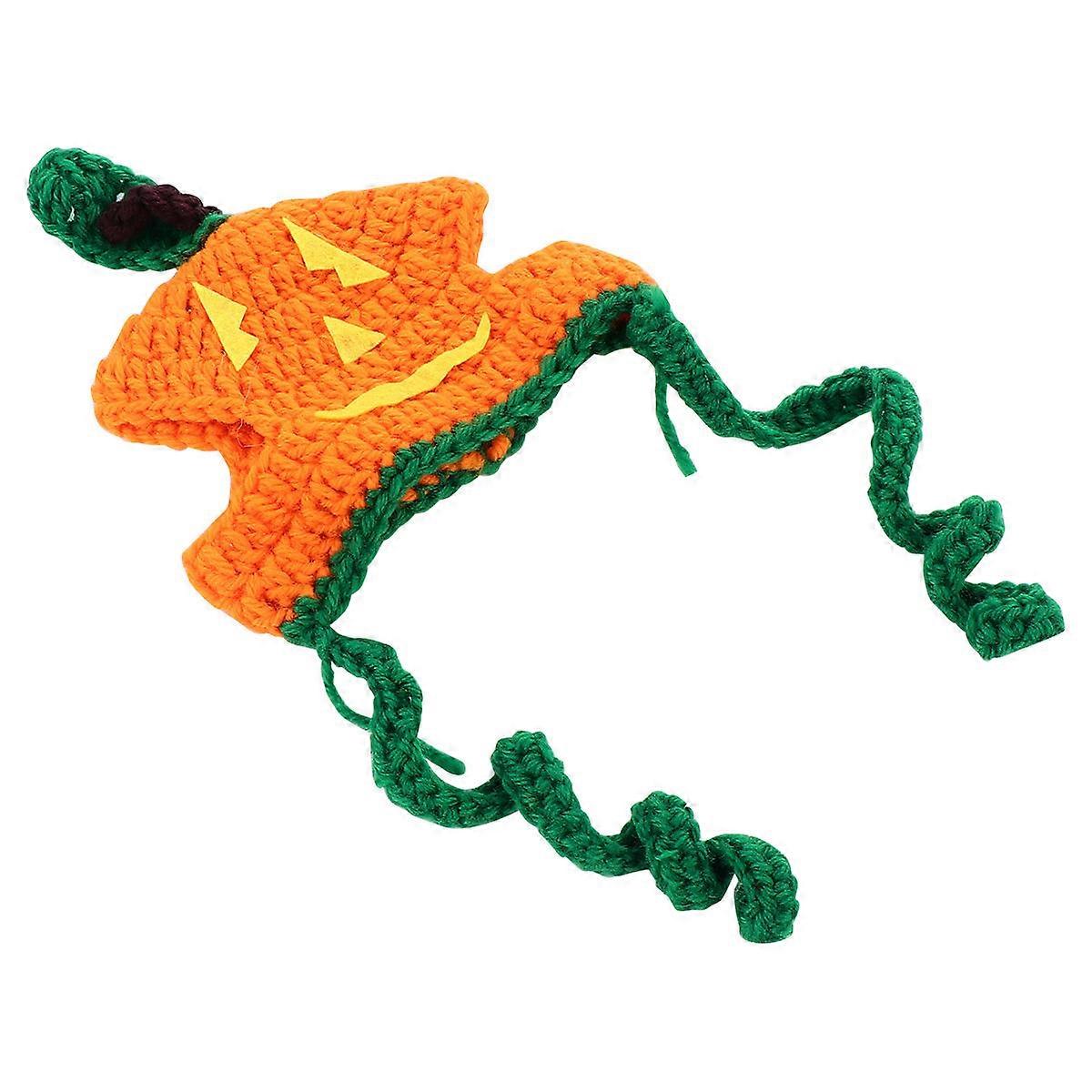 Pumpkin Hat for Pets Stylish Woolen Costume for Halloween Comfortable Soft Photo Prop for Cats and Dogs
