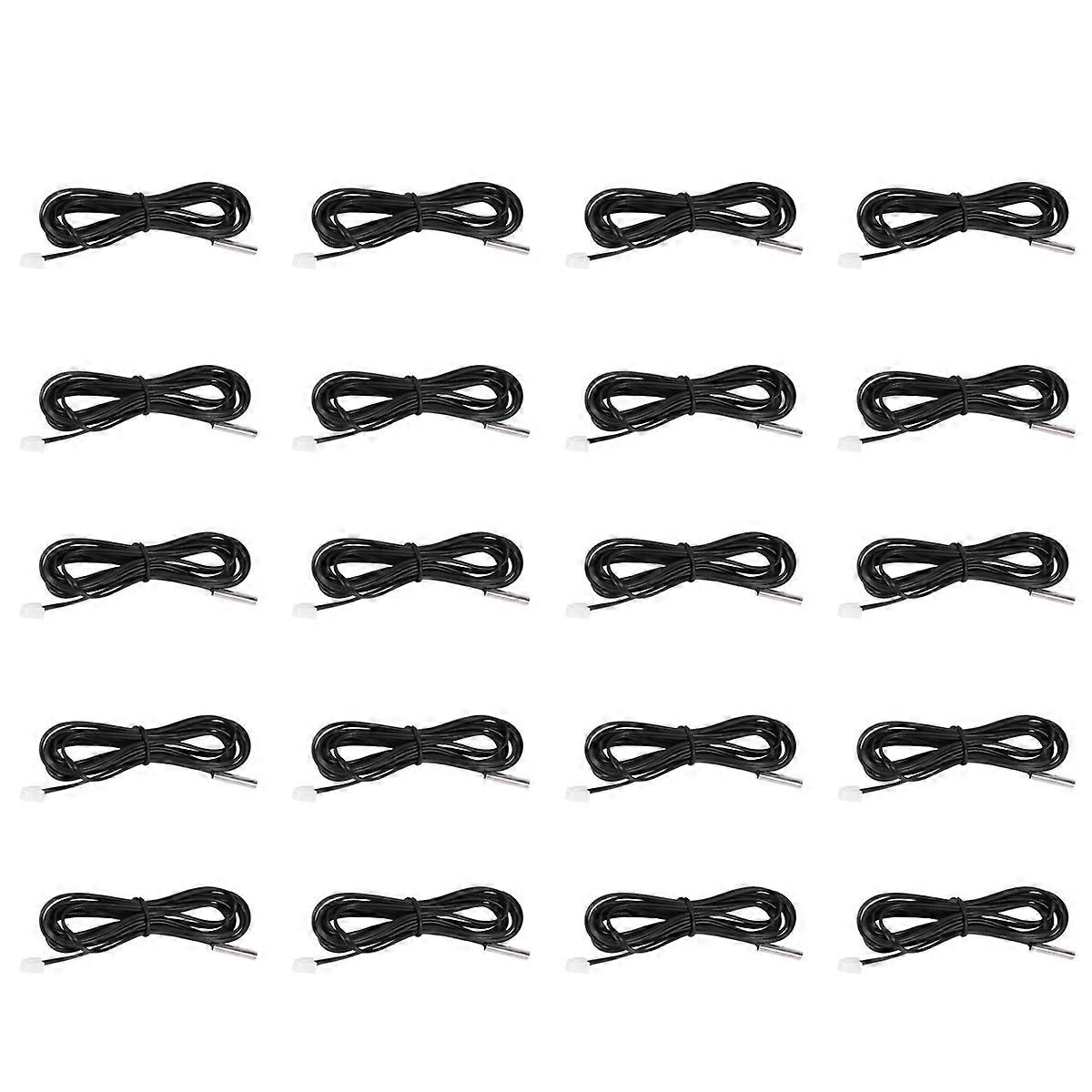 20pcs 2 M Thermistor Temperature Sensor Waterproof Probe Wire 10 K 1% 3950 Black
