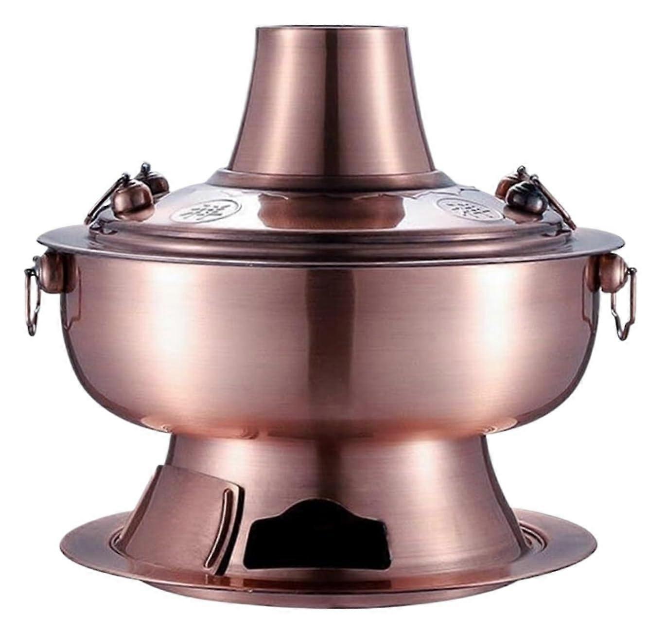 وعاء ساخن صيني ، وعاء ساخن قديم بكين مصنوع من الفولاذ المقاوم للصدأ ، وعاء ساخن بالفحم ، مناسب للوجبات العائلية ، أواني الطهي ، وعاء ساخن ، 36 سم