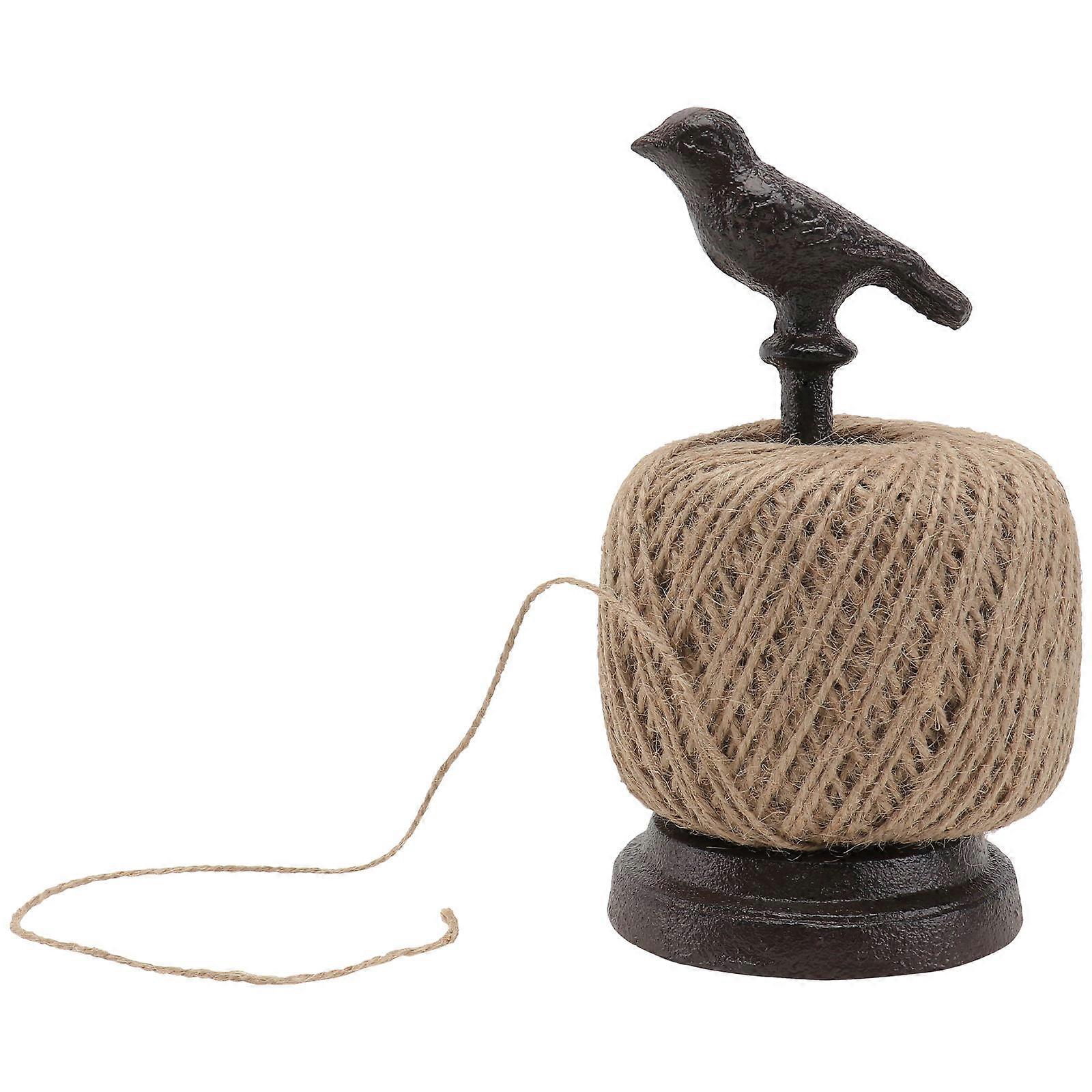 Retro Style Bird Design Cast Iron Bobbin for Hemp Rope Storage Black Sturdy and Durable