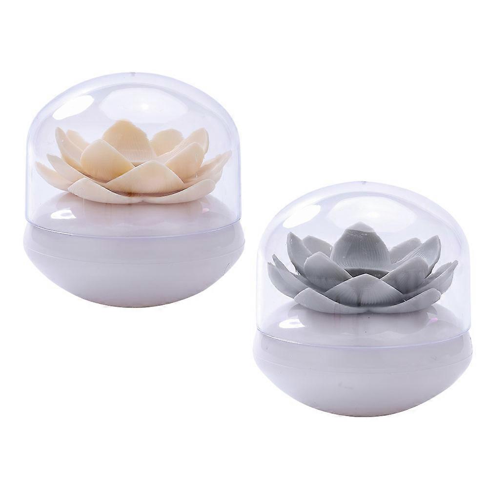 Cotton Swabs Holder 2Pcs Lotus Shape Storage Organizer Assorted Color Perfect For Bathroom Cabinet Bedroom