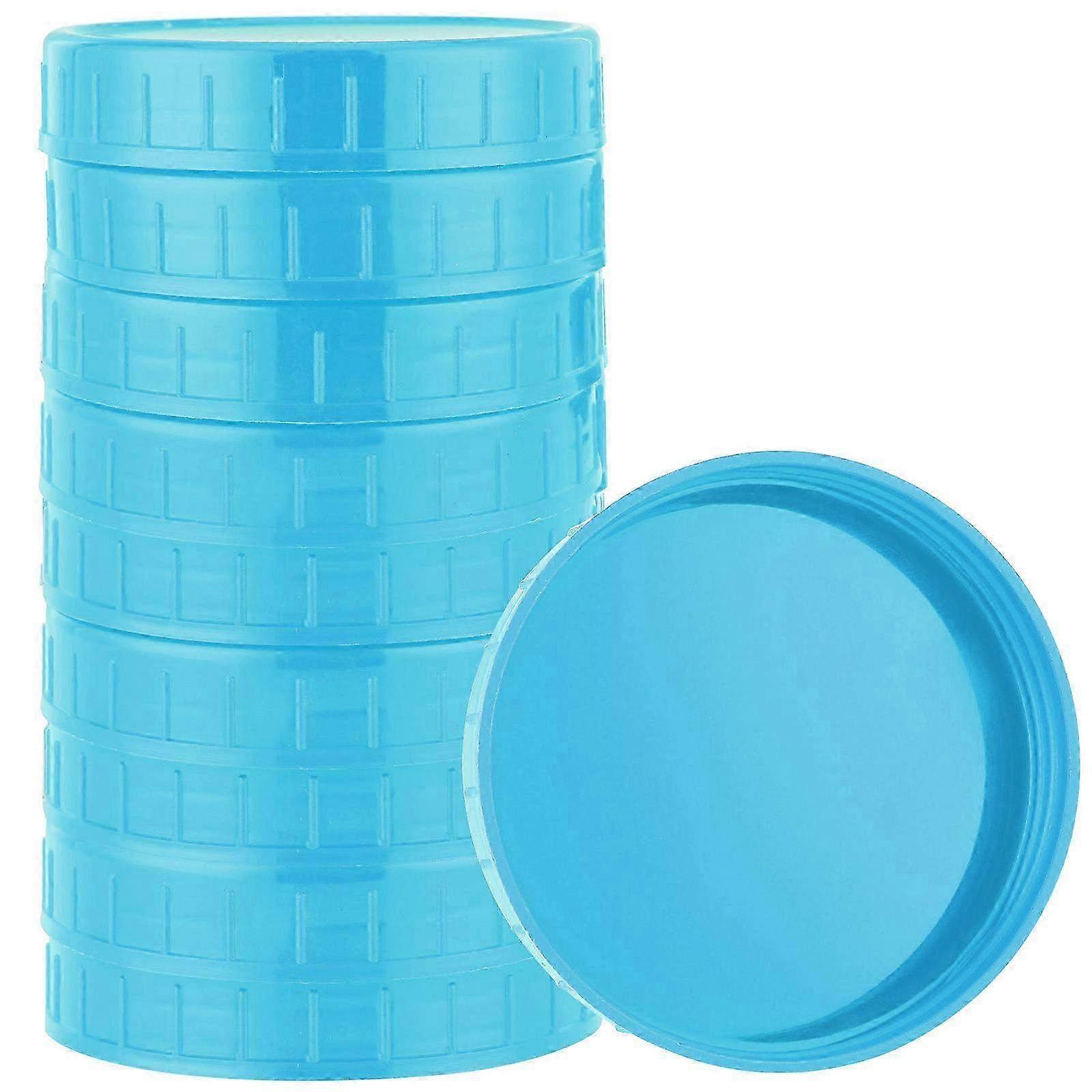 (10 Pack) Sky Blue 86mm Wide Mouth PP Plastic Lids for Mason Jars - Durable Replacement Lids for Canning & Food Storage