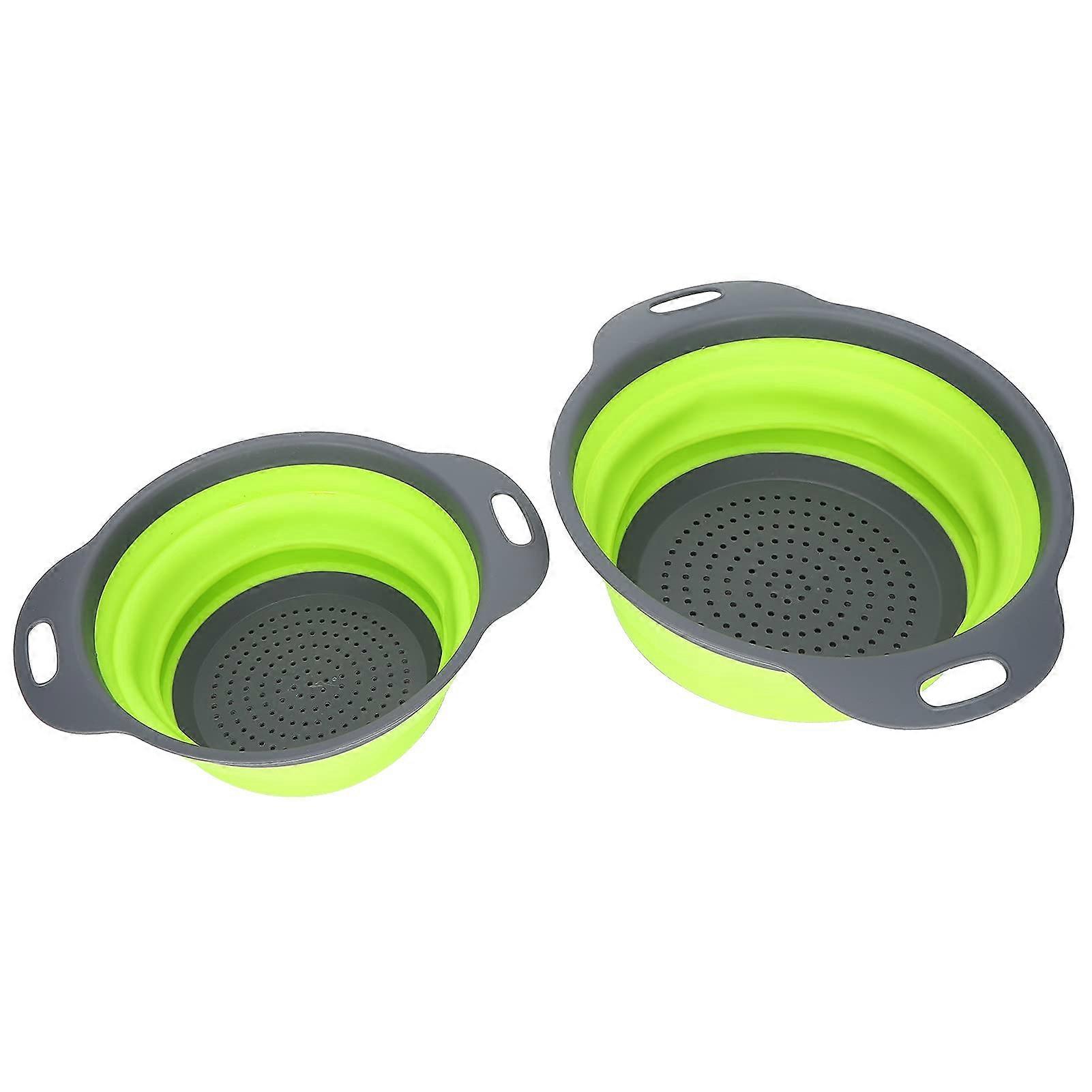 2 Pack Round Retractable Collapsible Draining Basket, Plastic Fruit Bowl, Multi-Functional Kitchen Sink Strainer
