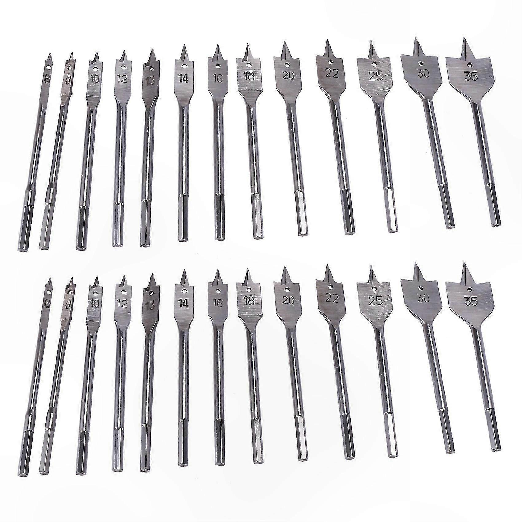 26-Piece Spade Drill Bit Set with Hex Shank for Metal and Woodworking Projects