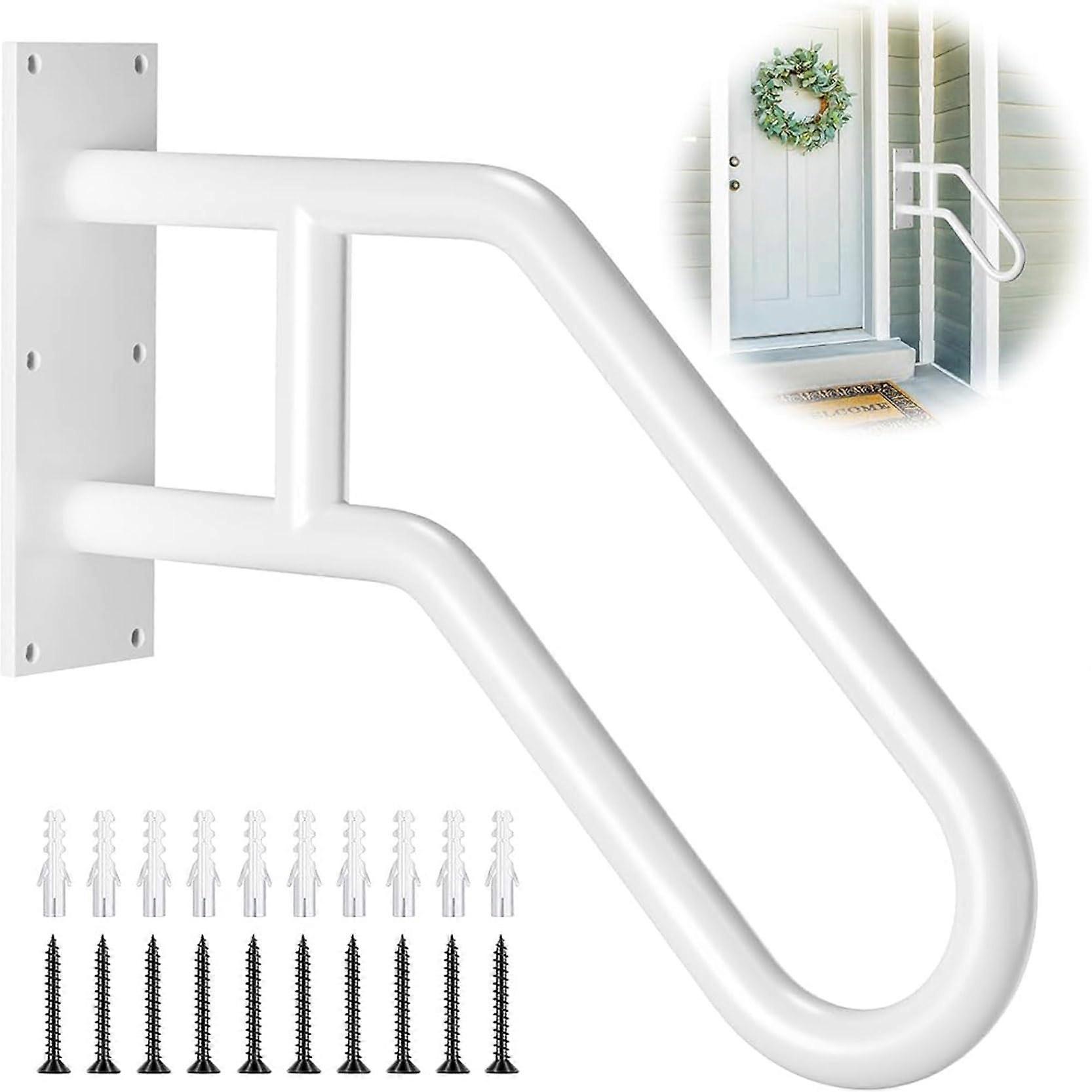 Stair railing for outdoor use – Ushaped safety railing – Wallmounted (white)