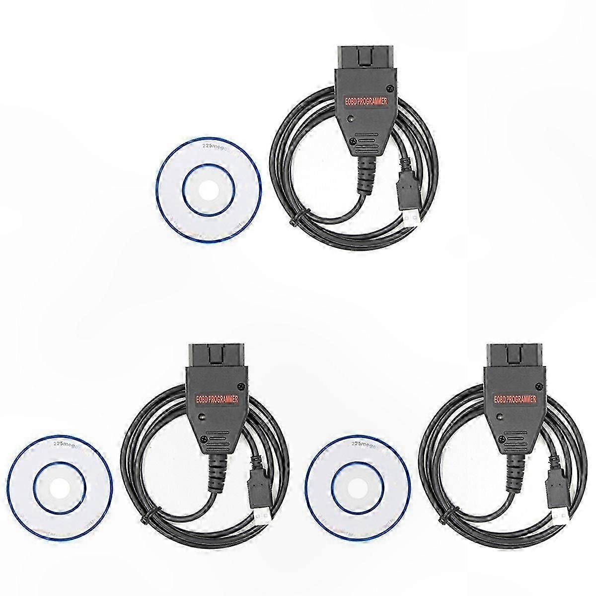 3-Piece OBD2 Flash Cable Set for Auto Chip Tuning and Remapping Interface Tool