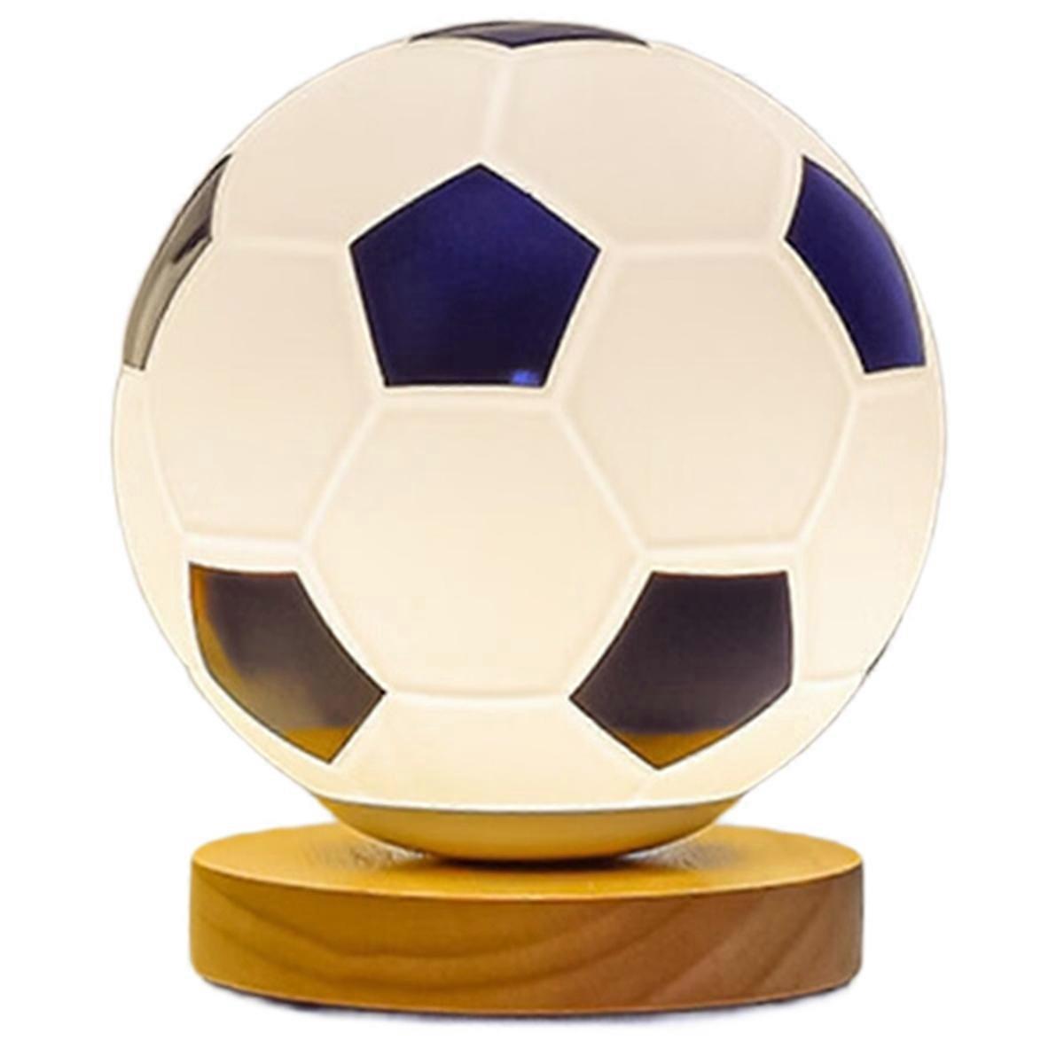 Football Night Light USB LED Circular Solid Wood Glass A