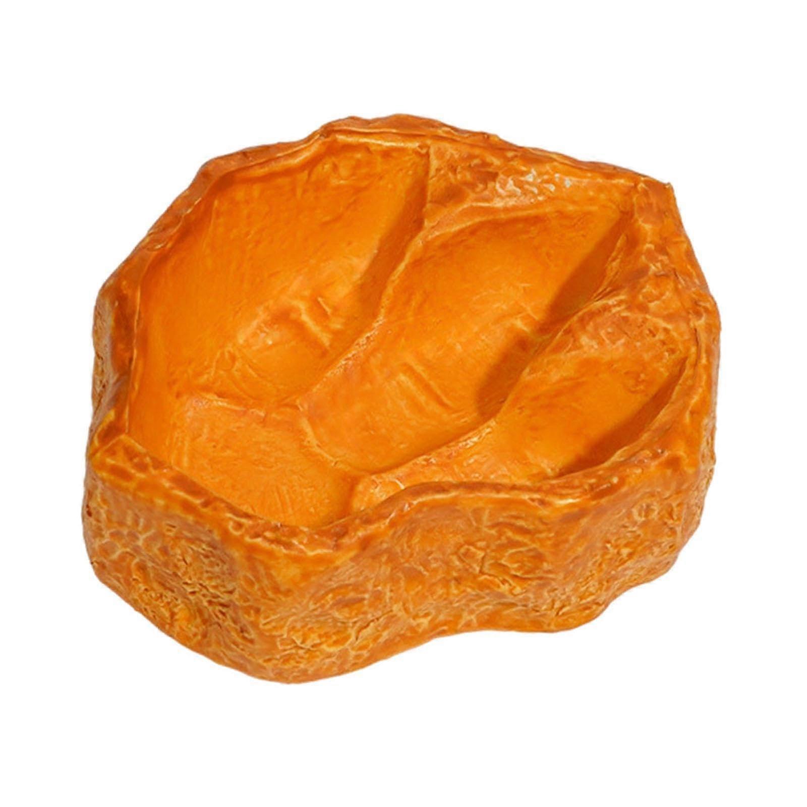 Reptile Water Bowl Feeding Container for Tortoise and Gecko, Durable Orange Plastic, 8 Inch Size, Non-Slip Design