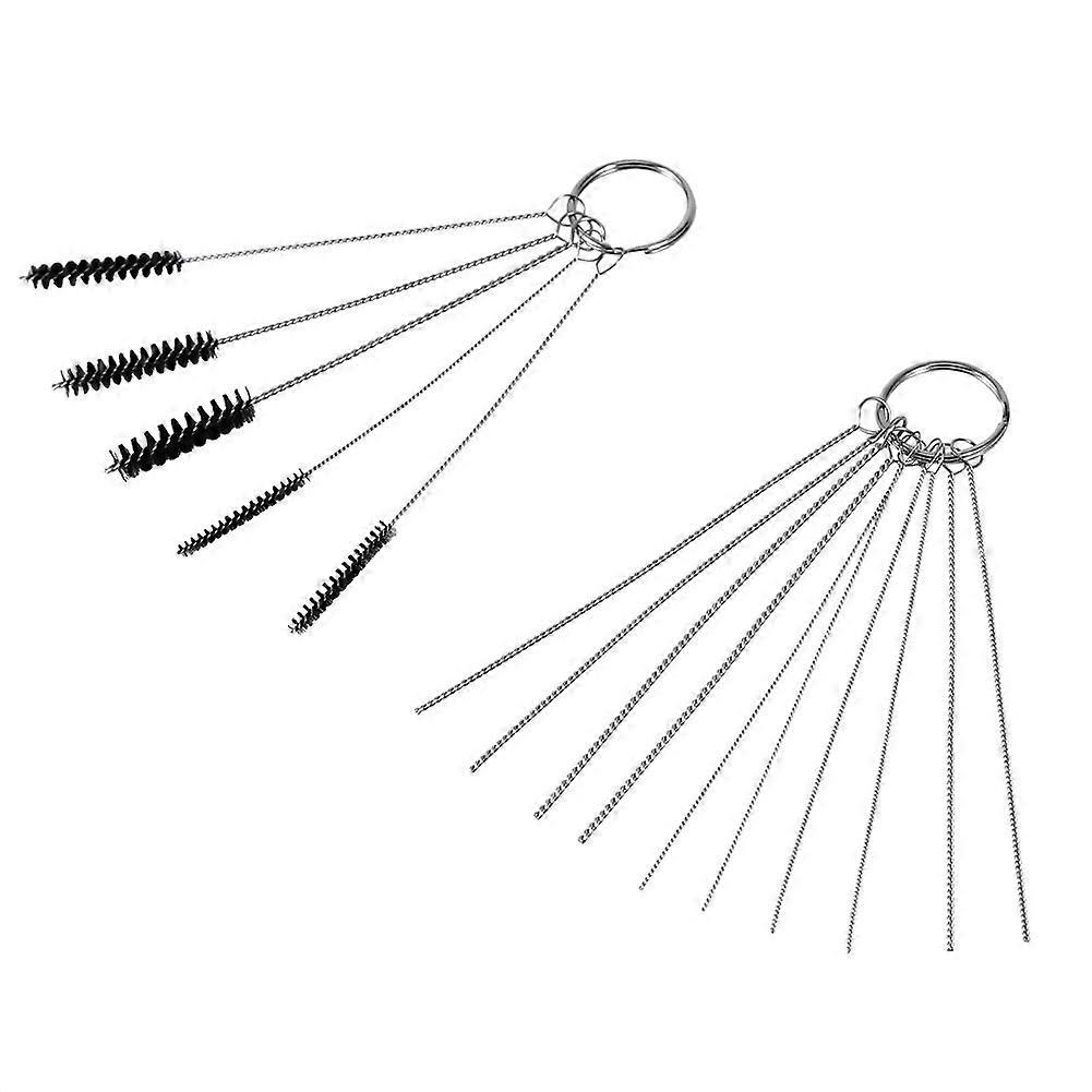 Carburetor Carbon Dirt Jet Remove 10 Cleaning Needles and 5 Brushes Tool Kits for Car&Motor