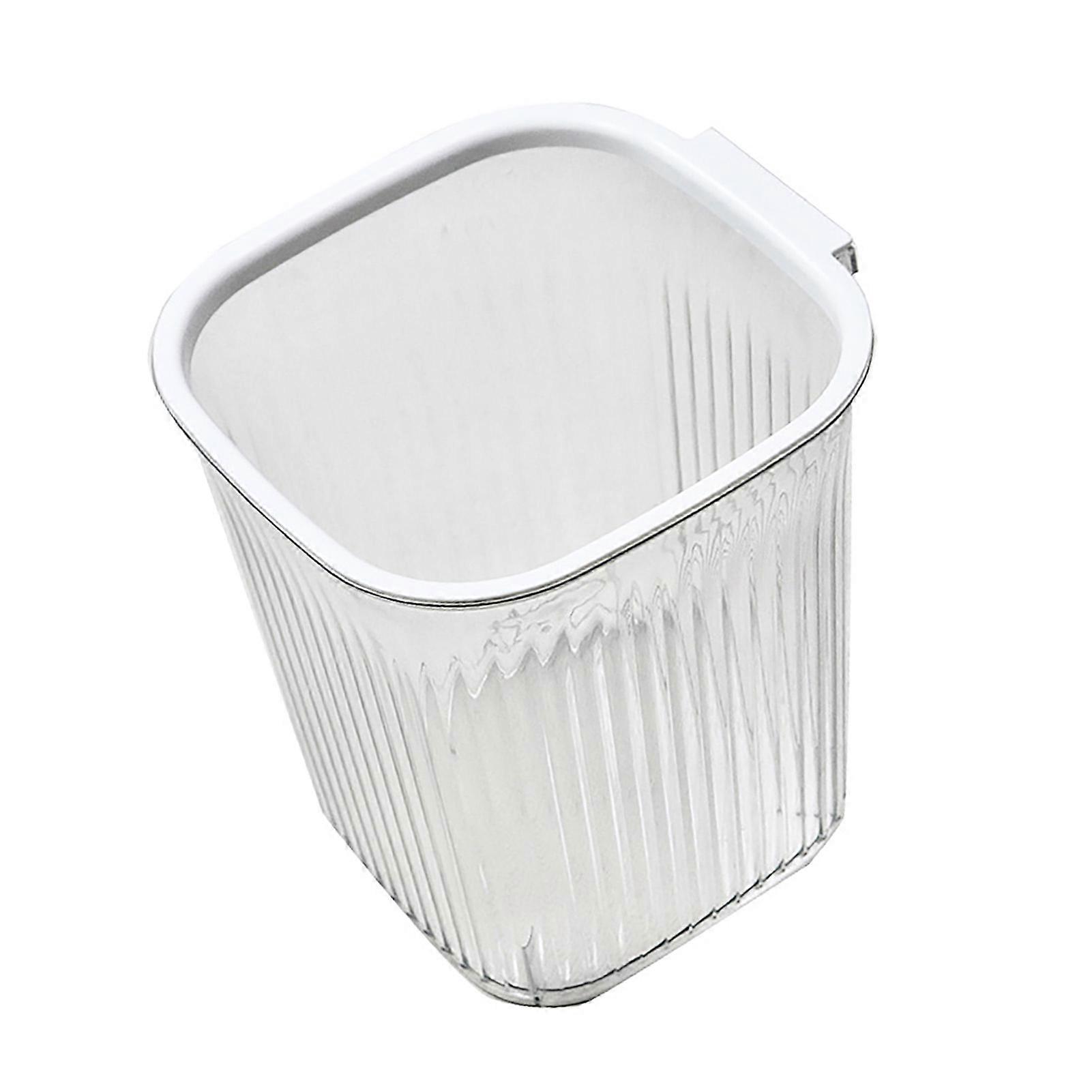 Transparent White Square Trash Can 23oz Thickened Plastic Bin